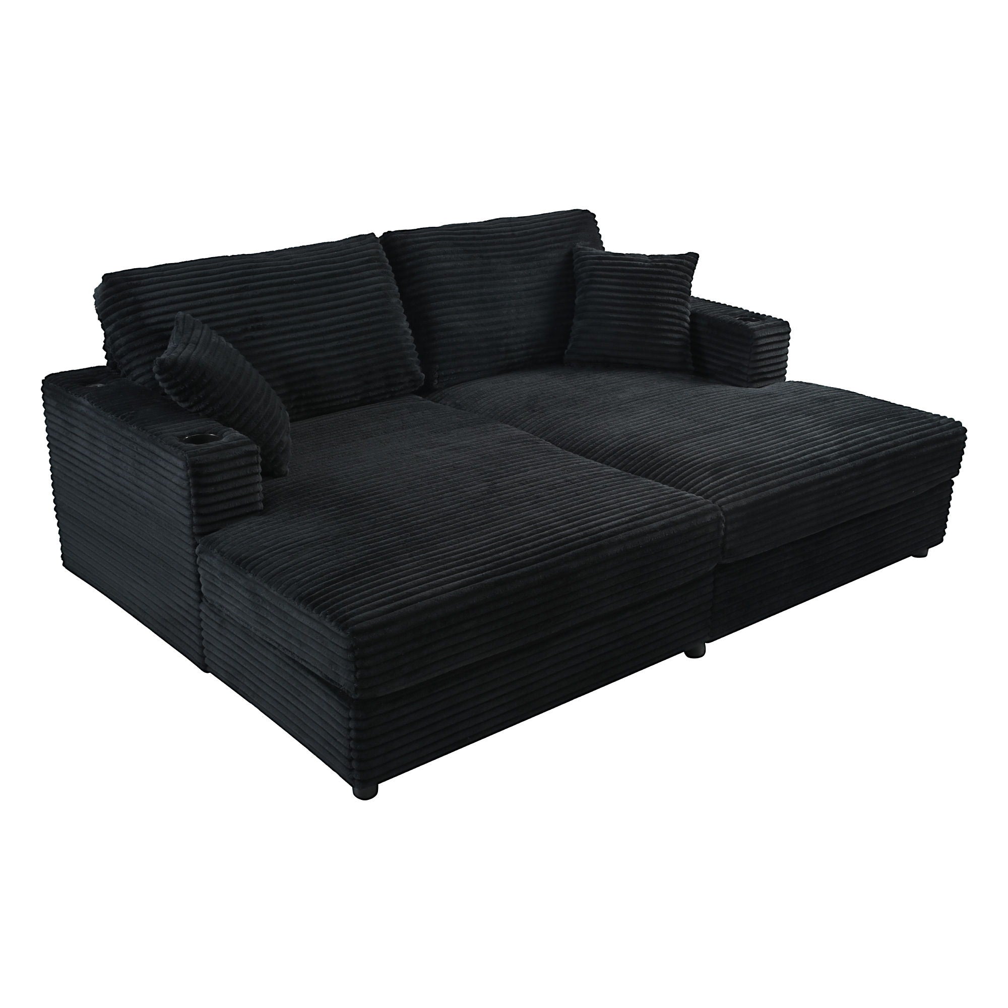Oversized Loveseat Chaise With 2 USB Ports, 2 Cup Holders And 2 Throw Pillows - Best Buy Furniture