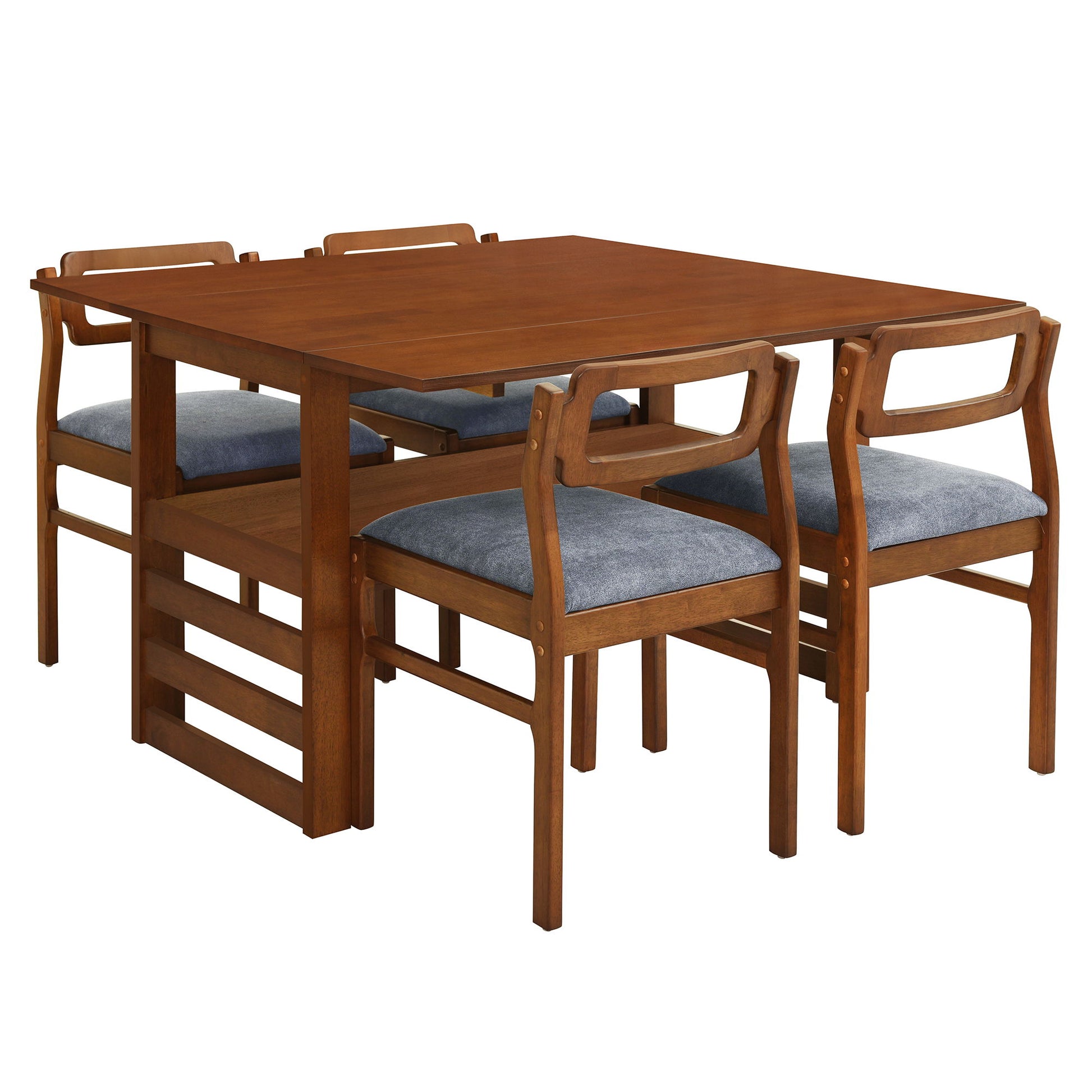 5 Piece Extendable Wood Square Dining Table Set With 2 Drop Leaves - Best Buy Furniture