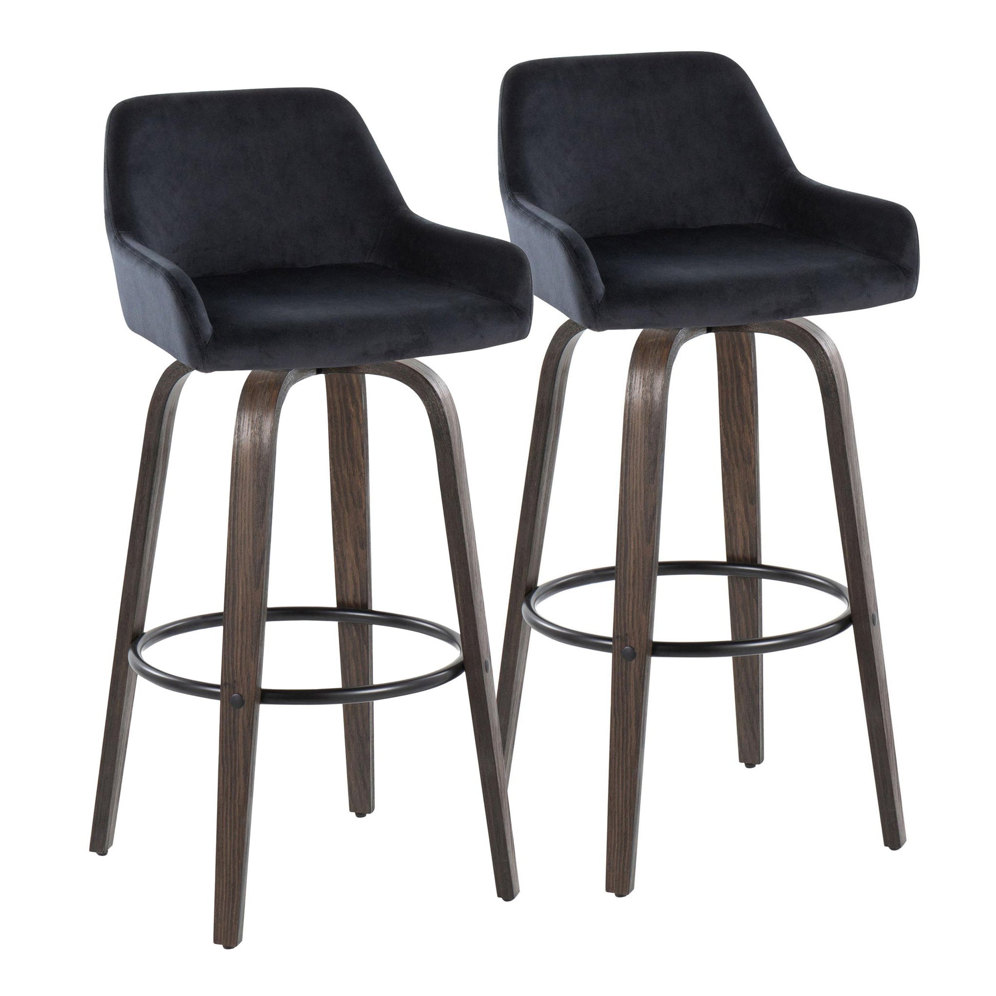 Daniella - Contemporary Fixed Height, Barstool With Swivel With Round Footrest (Set of 2) - Best Buy Furniture