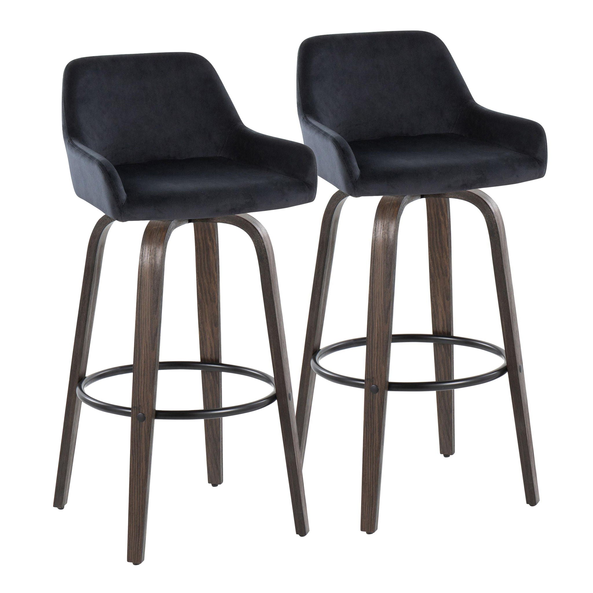 Daniella - Contemporary Fixed Height, Barstool With Swivel With Round Footrest (Set of 2) - Best Buy Furniture
