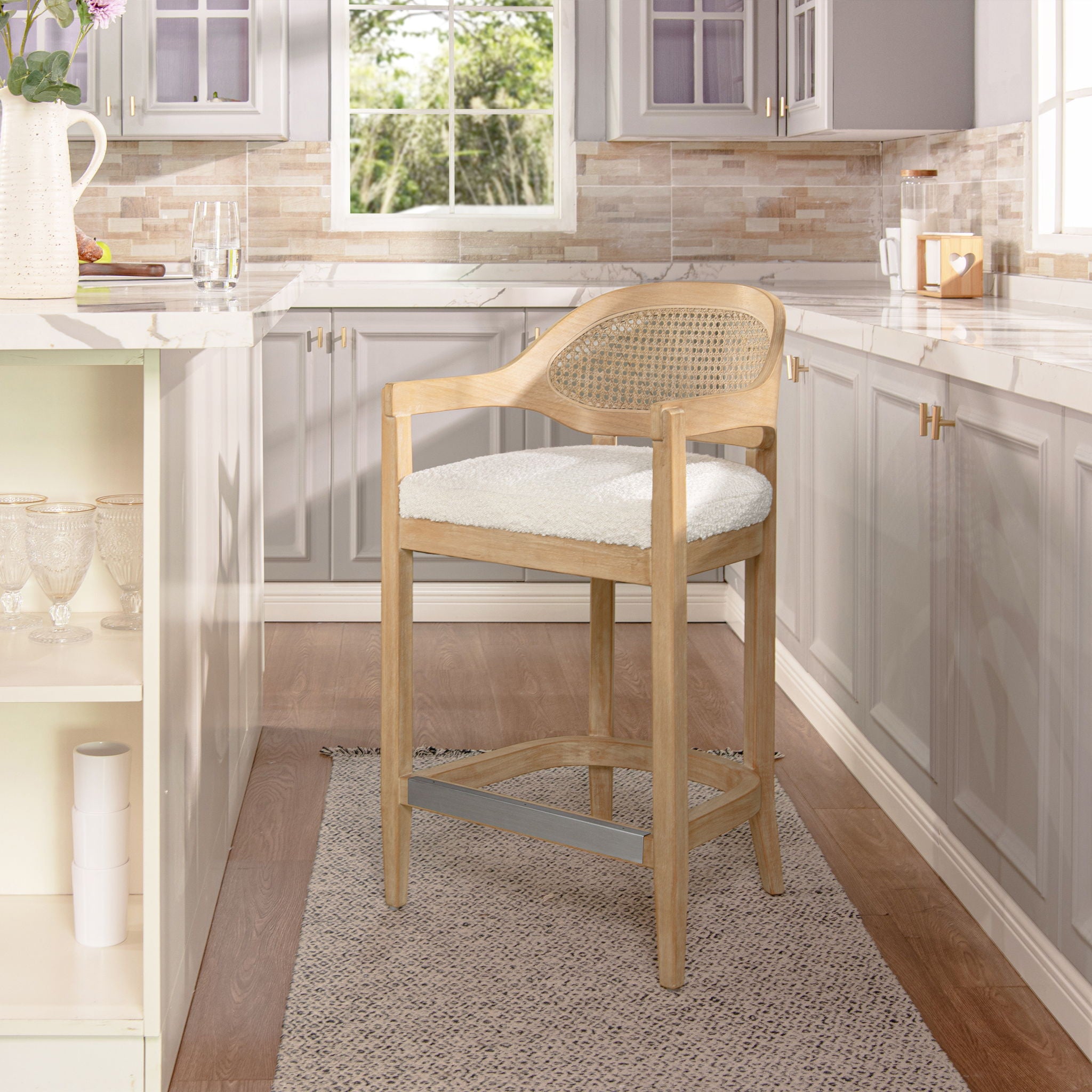 Americana - Mid-Century Modern Cane Back Counter Stool - Best Buy Furniture
