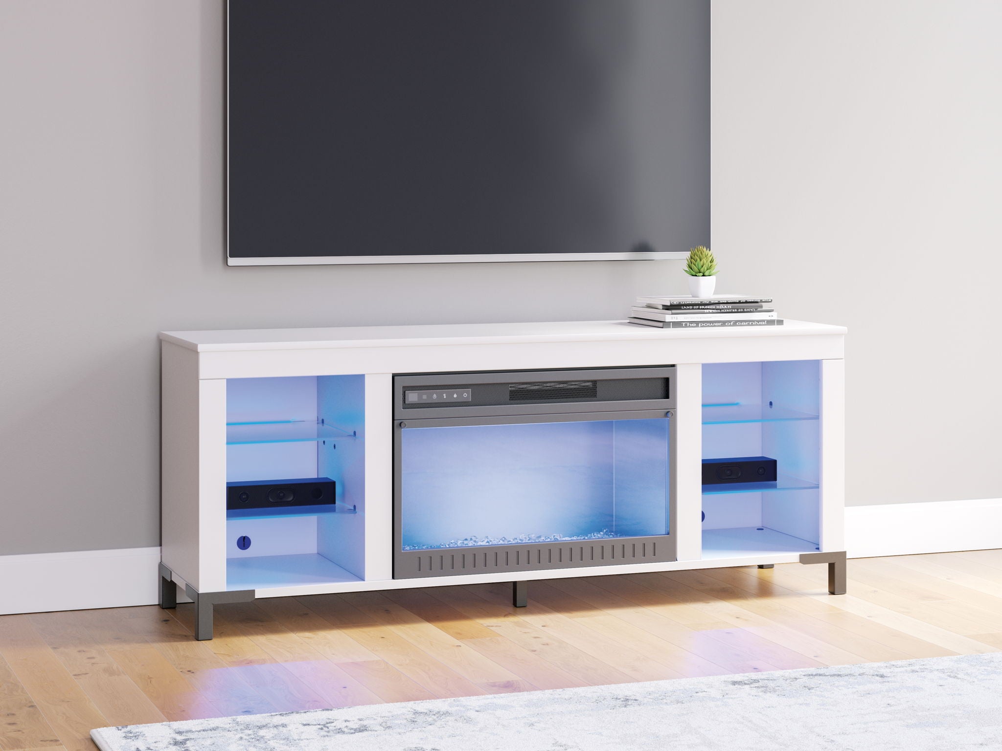 Brollevi - TV Stand With Fireplace - White - Best Buy Furniture