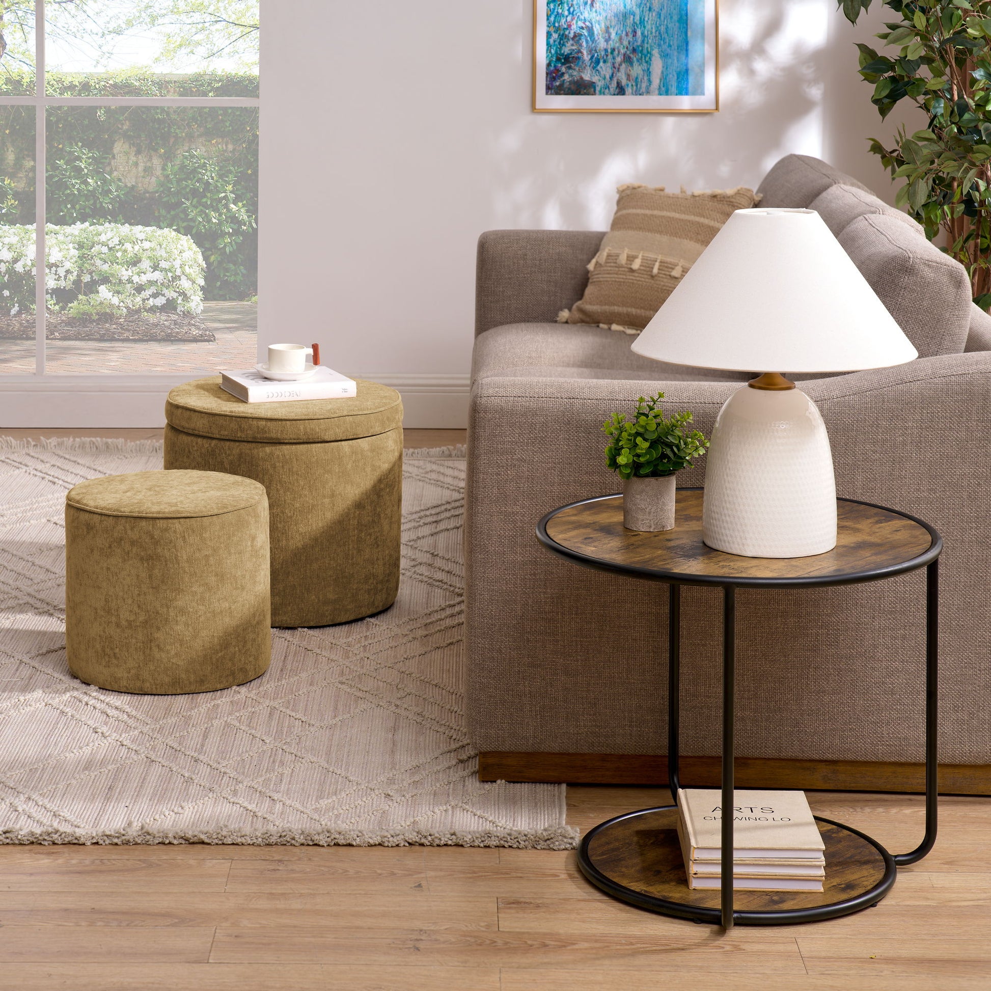 Multi Functional Ottoman And Table Set With Drum Stool - Best Buy Furniture