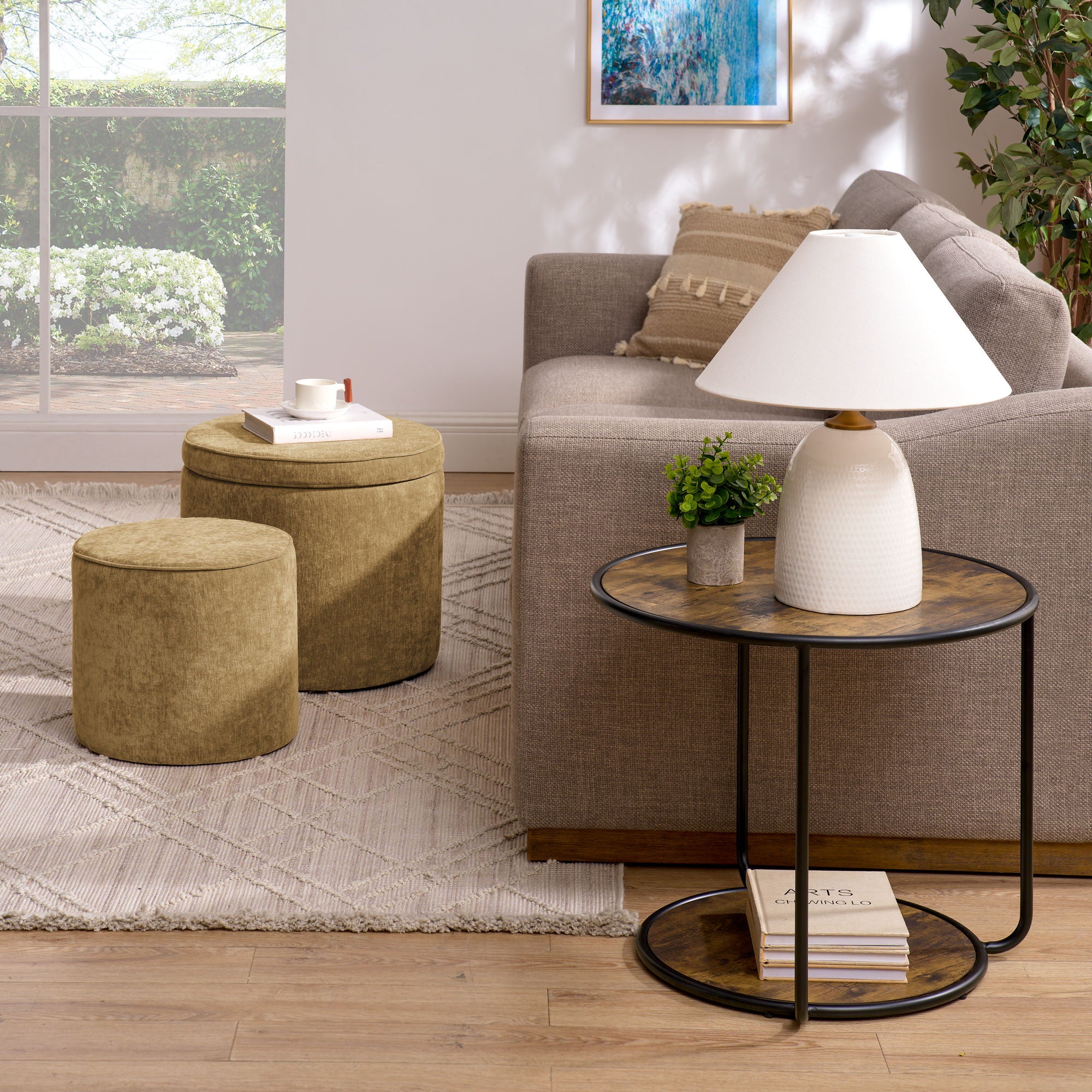 Multi Functional Ottoman And Table Set With Drum Stool - Best Buy Furniture