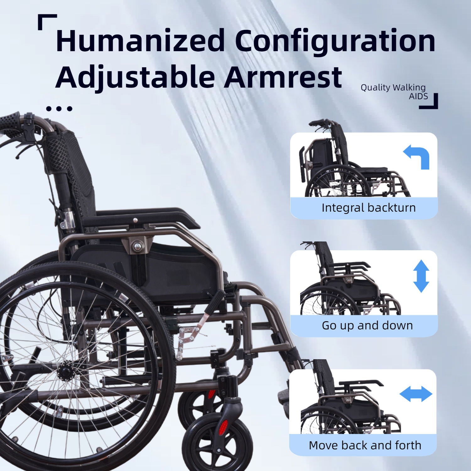 Premium Foldable Transport Wheelchair For Adults