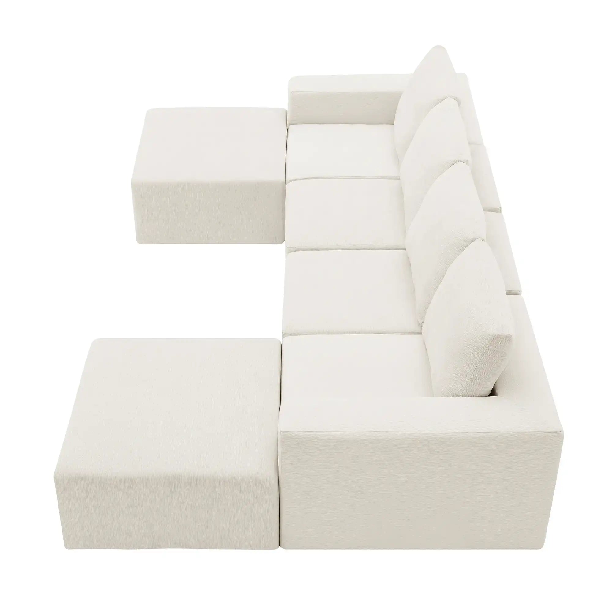 Luxury Cloud Modular U Shaped Sectional Sofa with Ottoman Compressed Foam - Best Buy Furniture