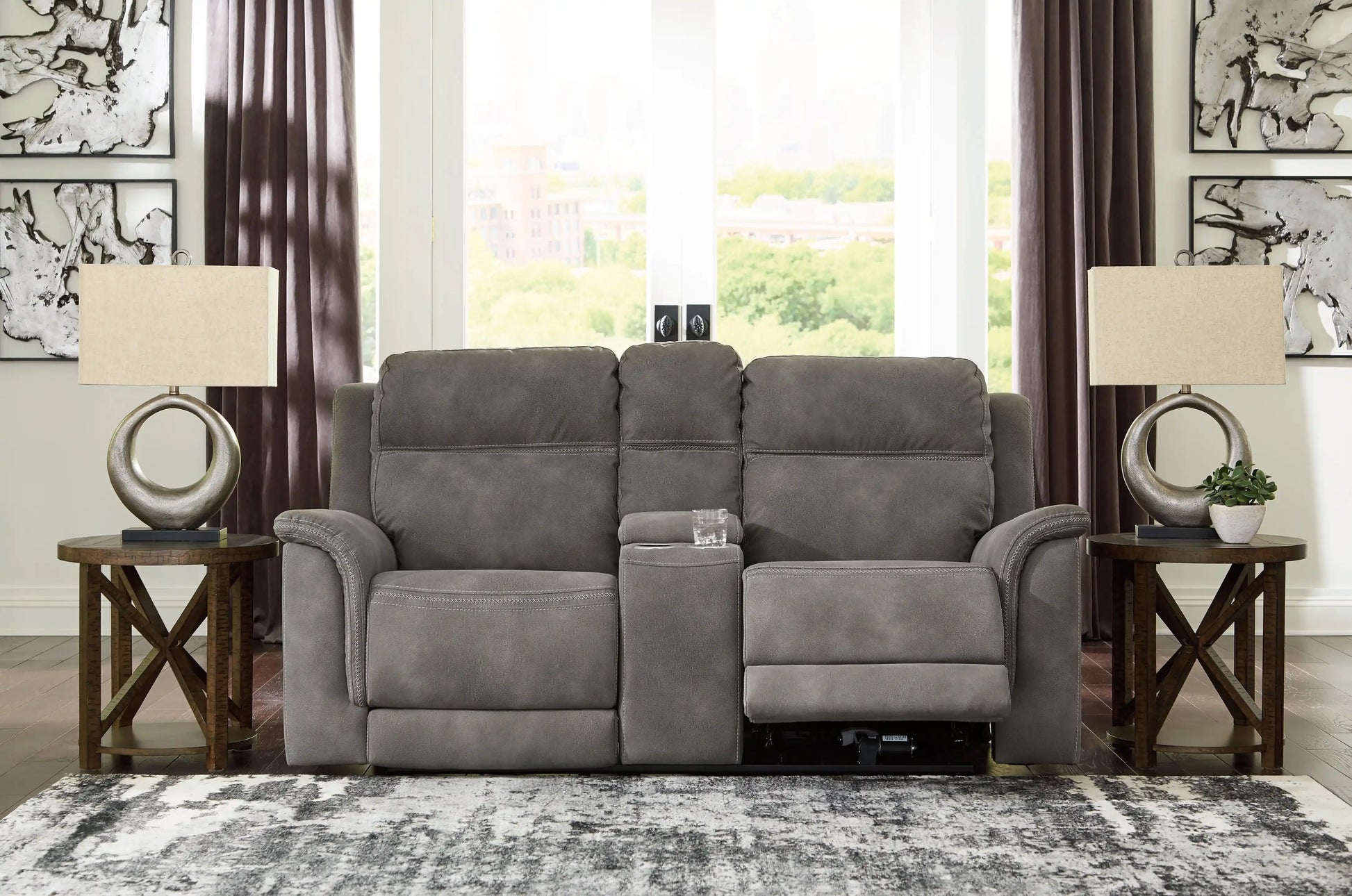 Next-Gen Durapella - Reclining Power Loveseat With Console - Best Buy Furniture