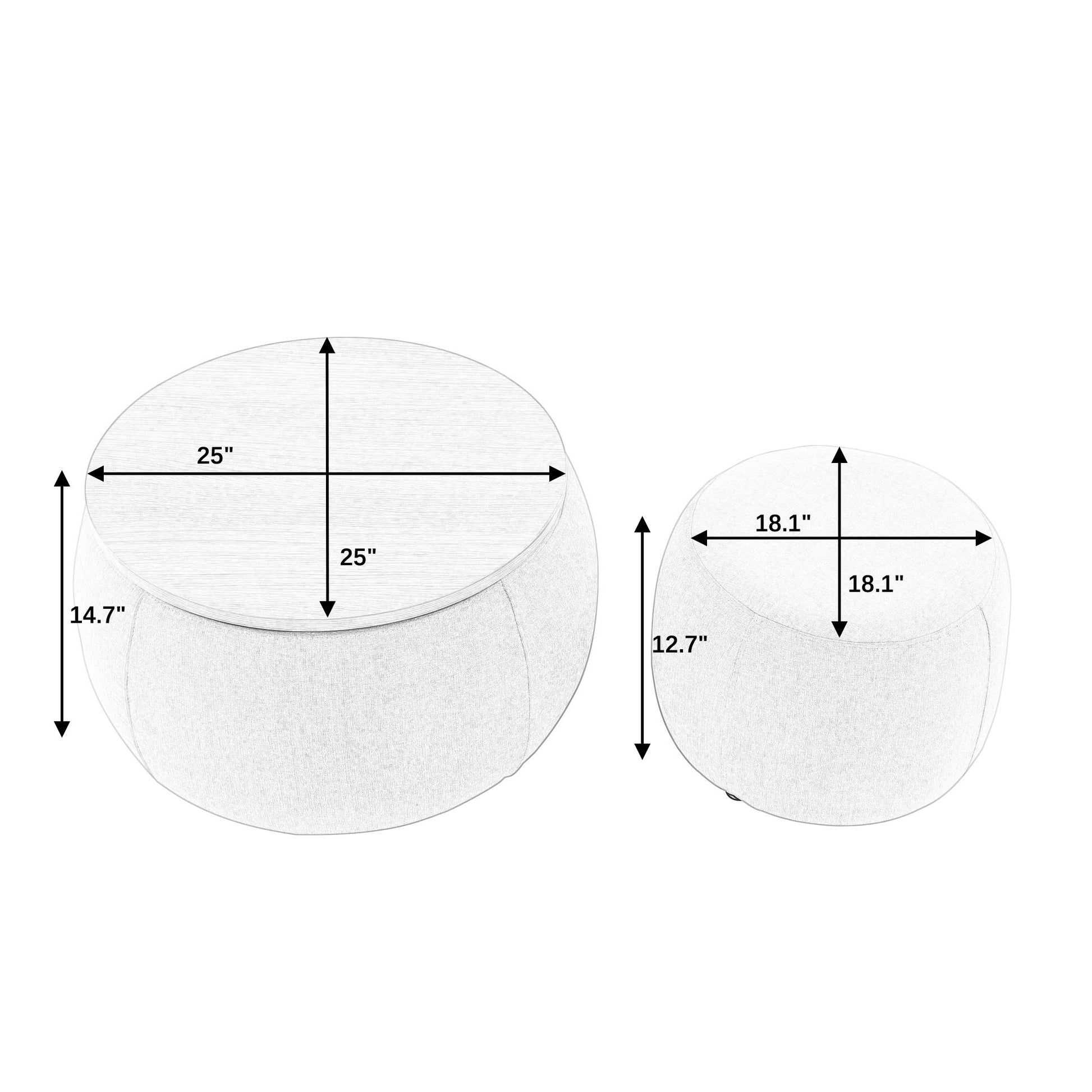 Round Storage Ottoman, 2 In 1 Function, End Table And Ottoman - Best Buy Furniture