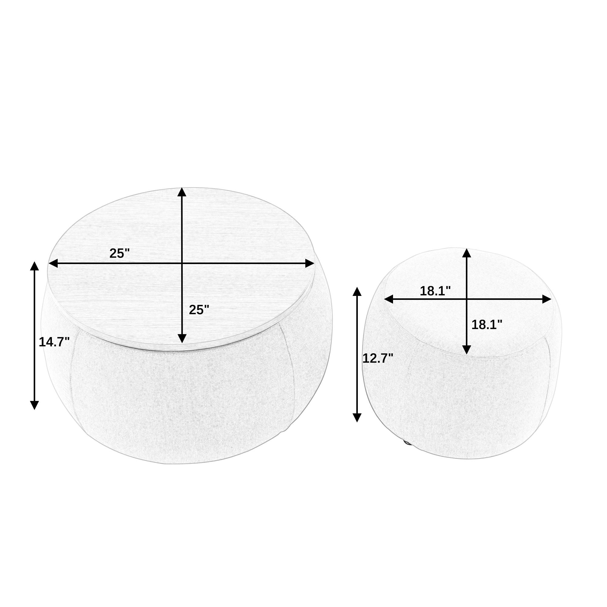 Round Storage Ottoman, 2 In 1 Function, End Table And Ottoman - Best Buy Furniture