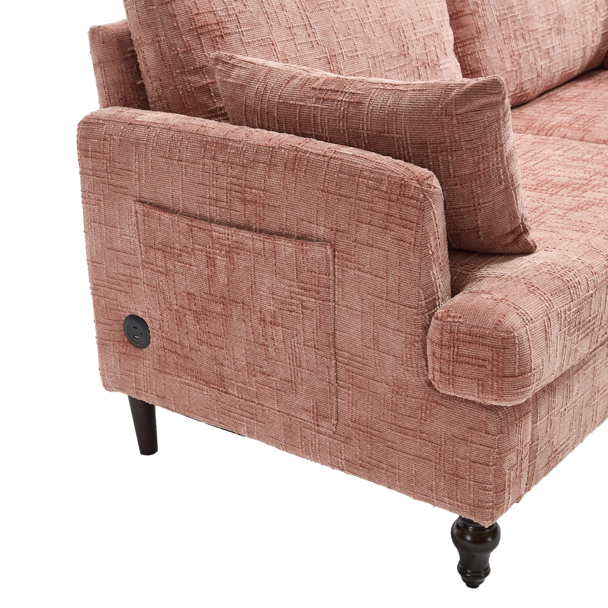 Chenille 2 Seater Sofa With LED Light, USB Charging Port, And Storage Bag - Best Buy Furniture
