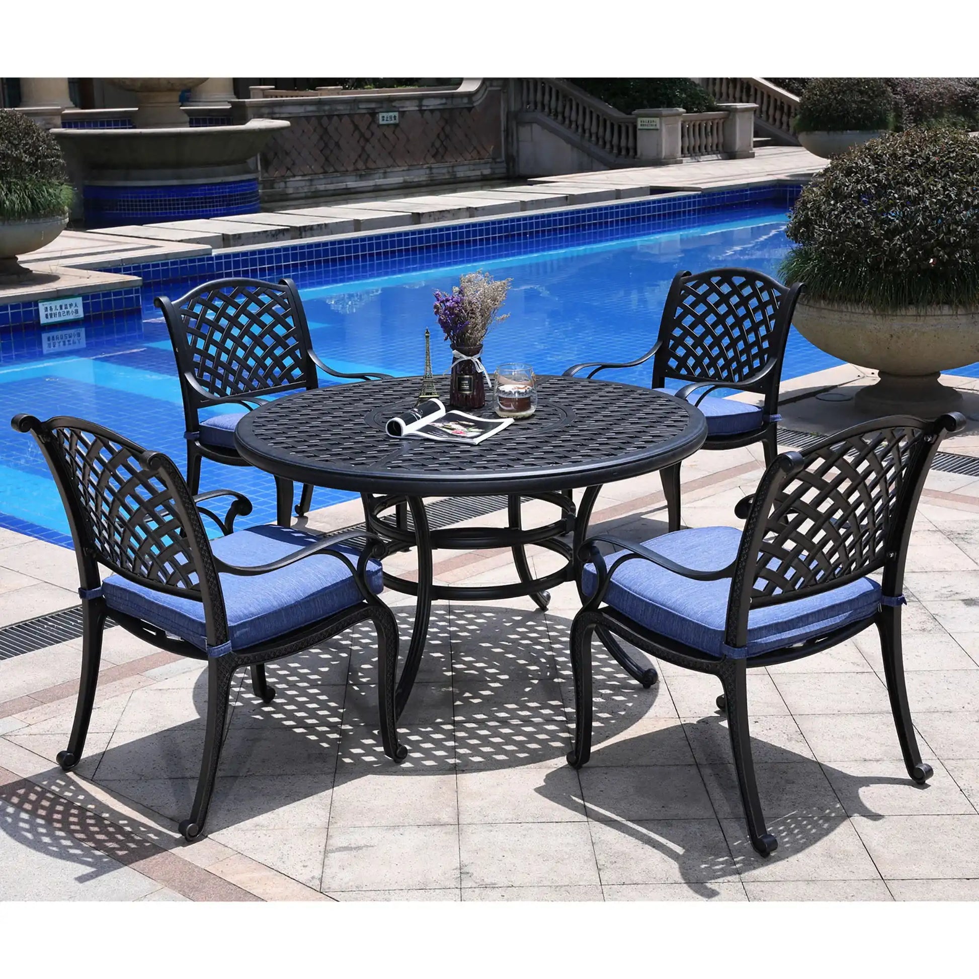 Round 4 Person 51.97" Long Dining Set With Cushions - Best Buy Furniture
