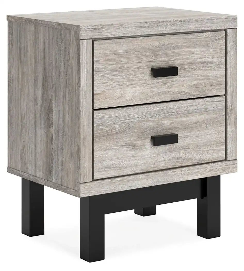 Vessalli - Two Drawer Nightstand - Black / Gray - Best Buy Furniture