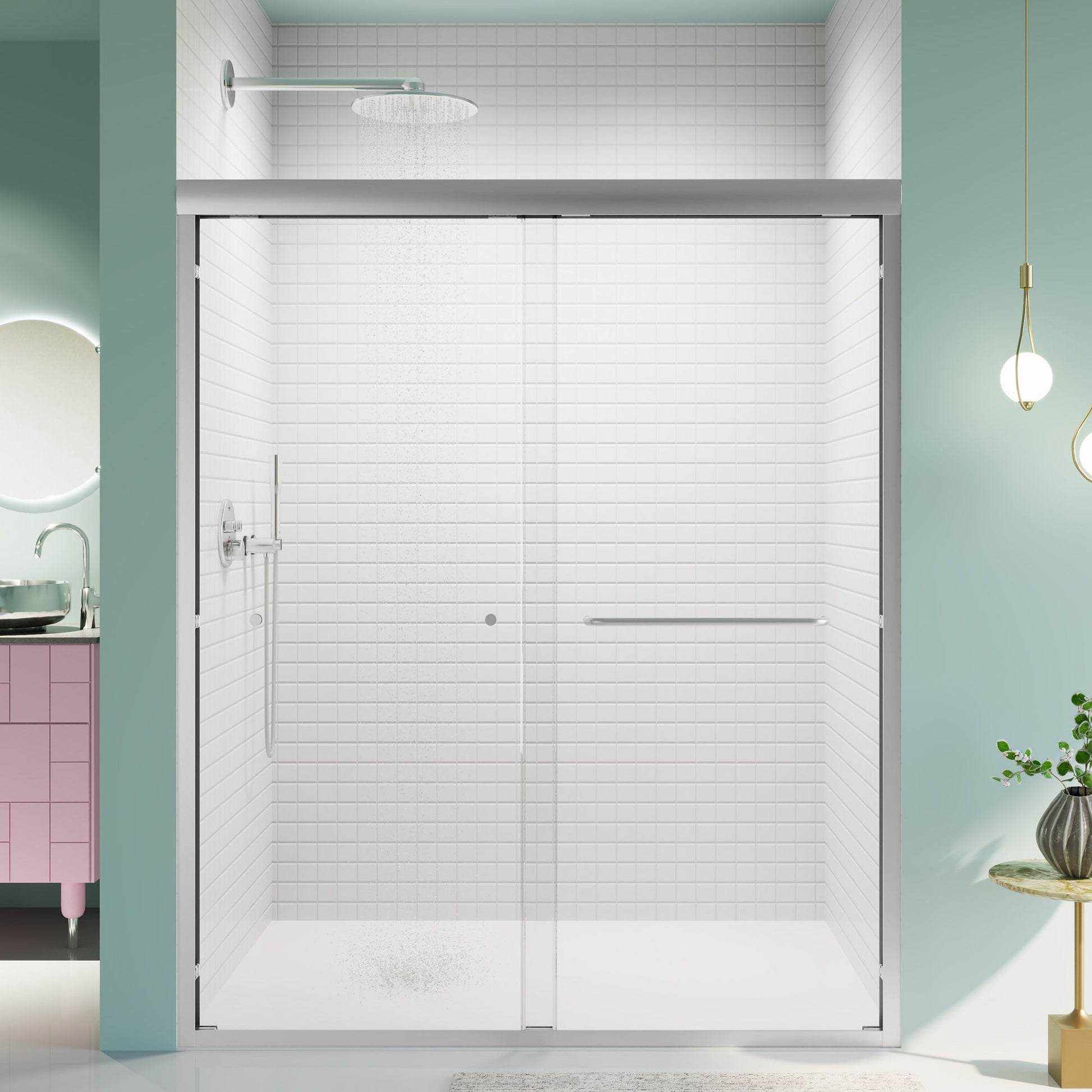 Semi-Frameless Double Sliding Shower Door, Bypass Shower Door, 1 / 4" (6Mm) Thick SGCC Tempered Glass Door - Best Buy Furniture
