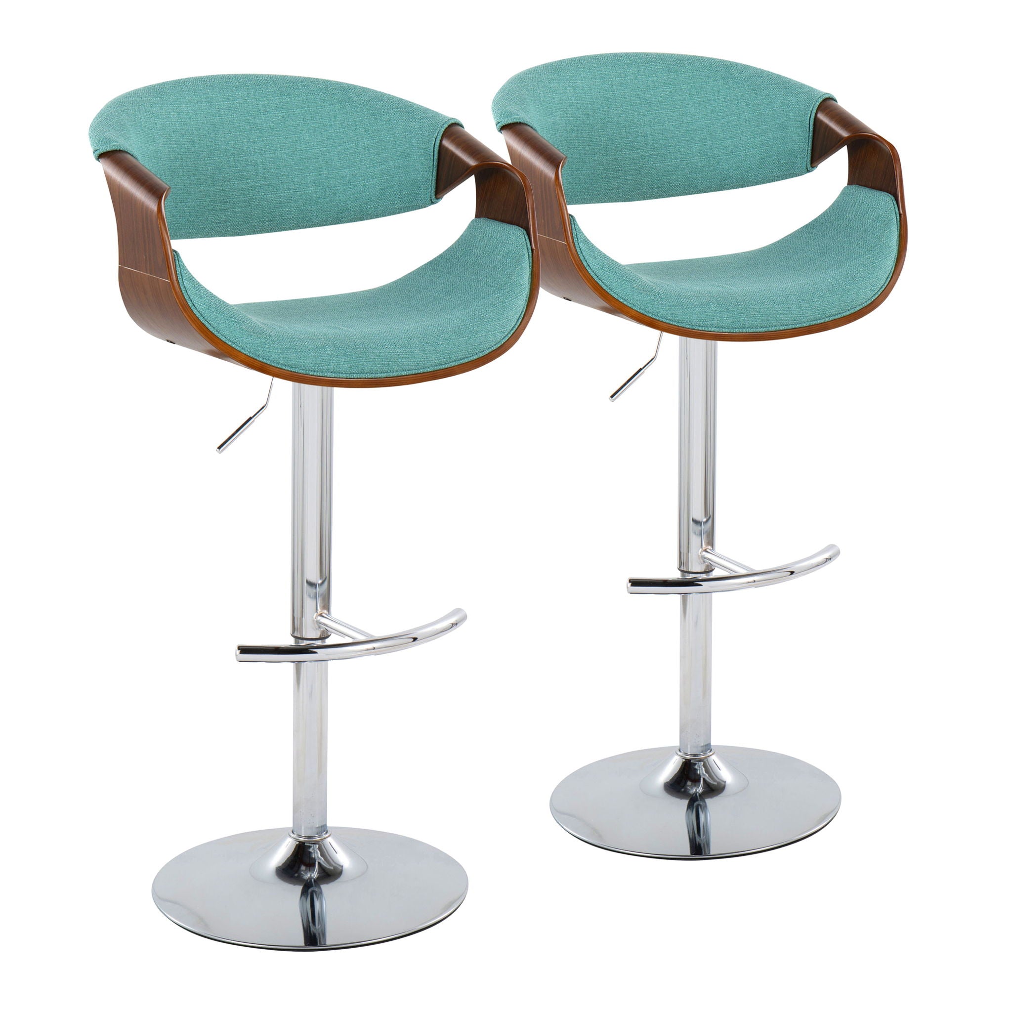 Curvo - Mid Century Modern Adjustable Barstool With Swivel With Rounded T Footrest (Set of 2) - Best Buy Furniture