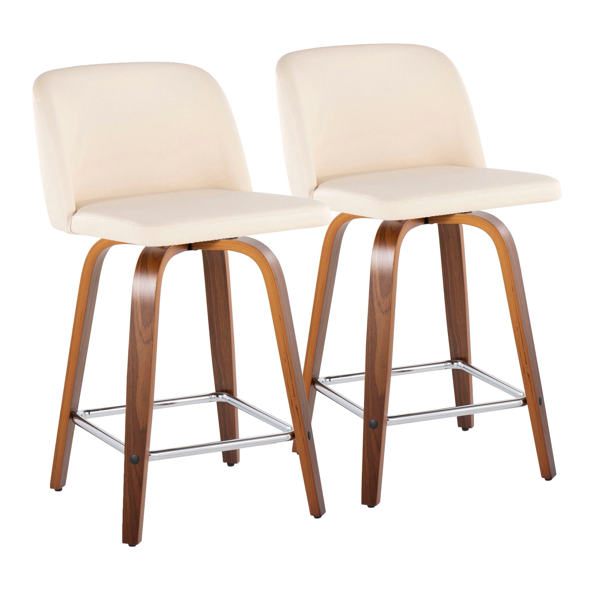 Toriano - Mid Century Modern Fixed Height Counter Stool With Swivel & Square Footrest (Set of 2) - Best Buy Furniture