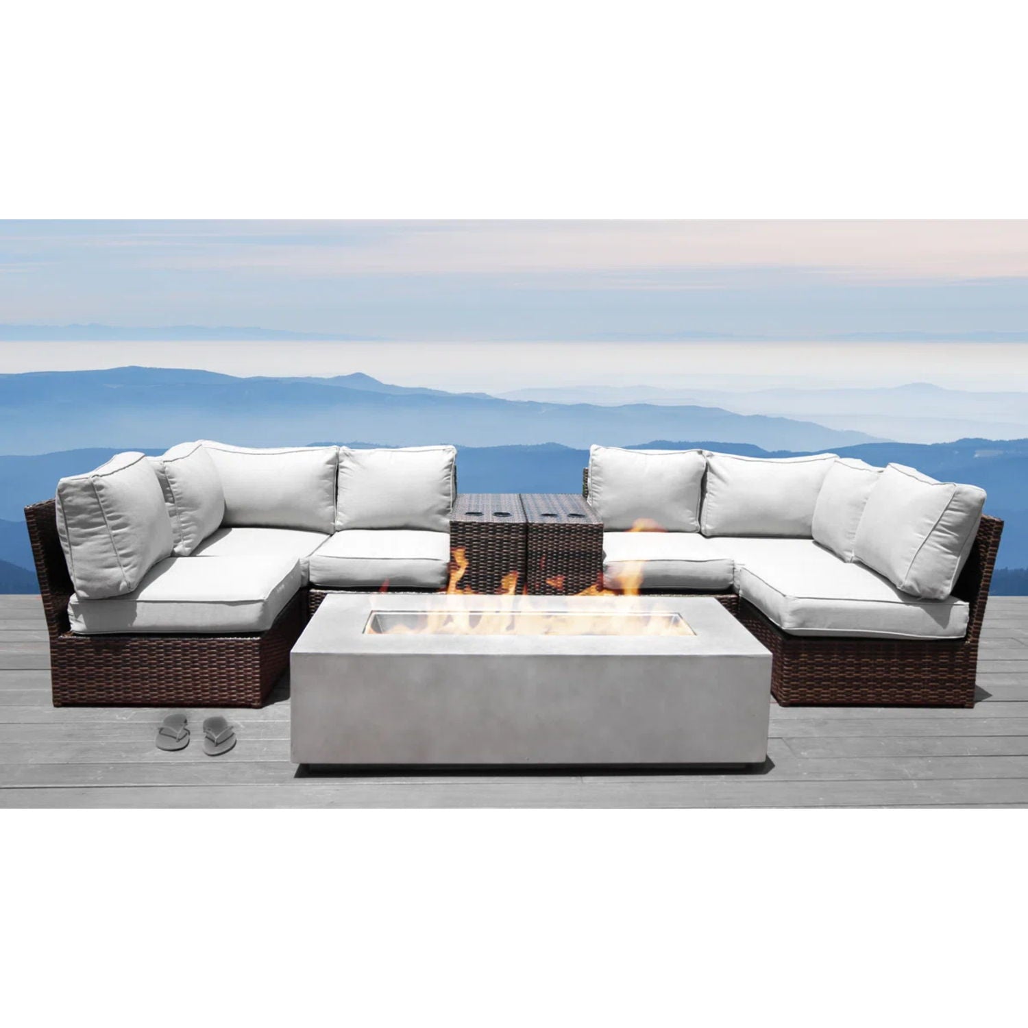 4 Person Rattan Wicker Seating Group With Cushions - Espresso - Best Buy Furniture