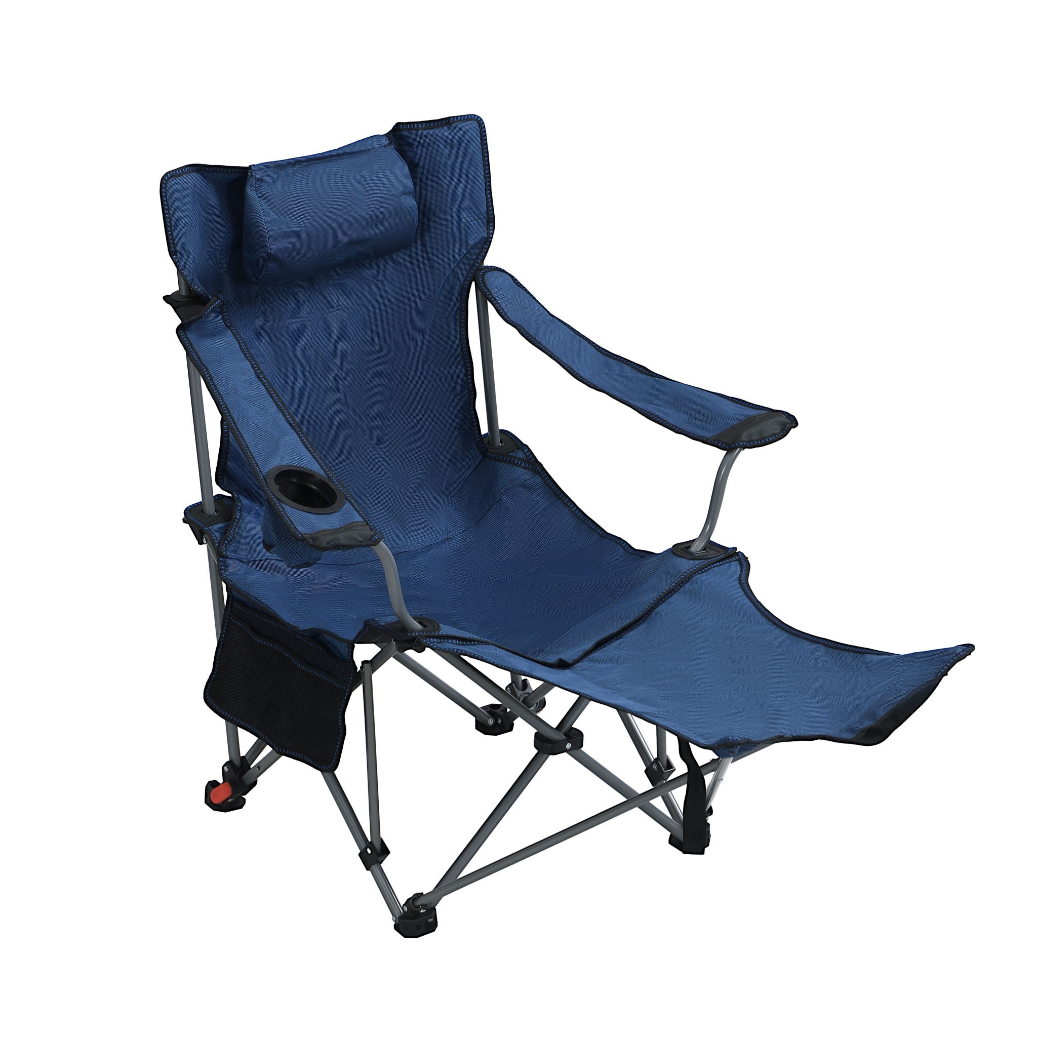 Outdoor Camping Chairs Folding Portable Adjustable Reclining Chair With Side Pockets & Cup Holder - Dark Blue - Best Buy Furniture