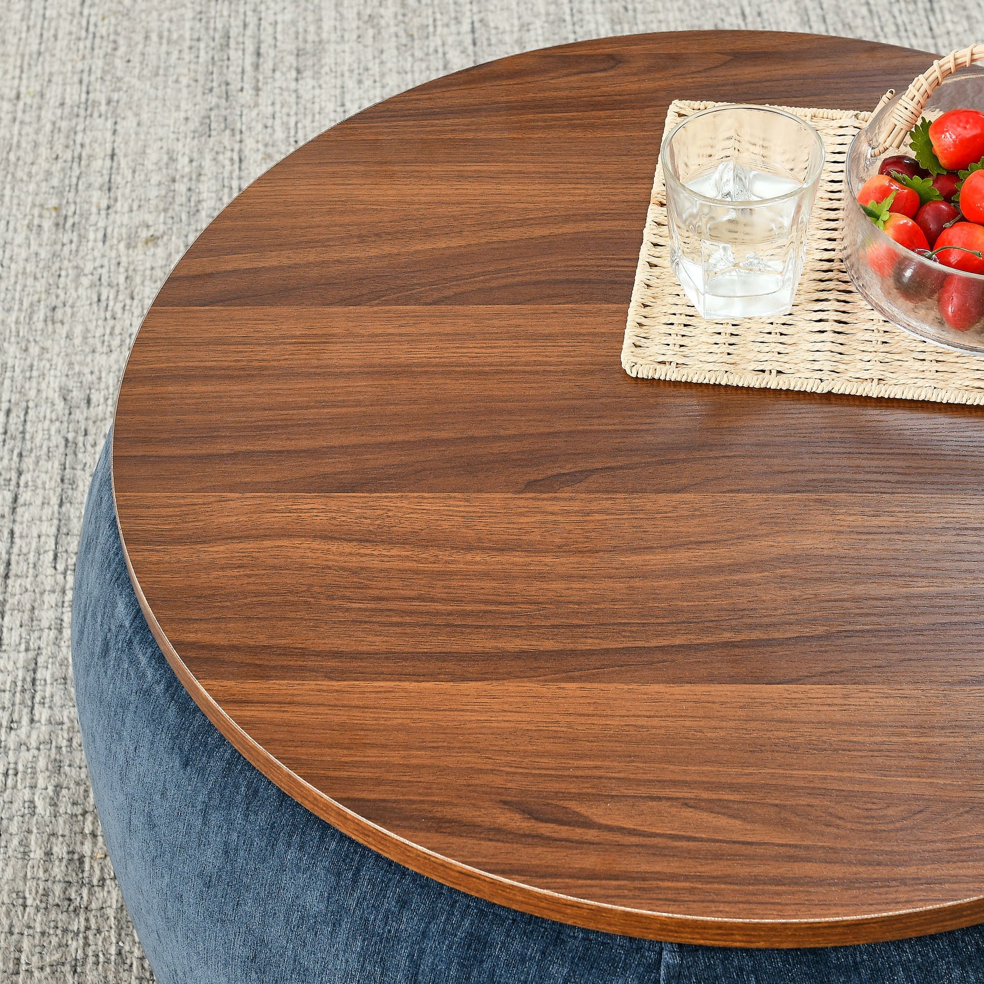 Round Storage Ottoman, 2 In 1 Function, End Table And Ottoman - Best Buy Furniture