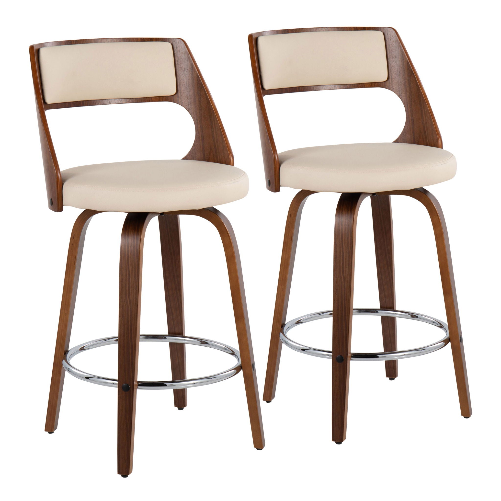 Cecina - Mid-Century Modern Fixed Height Counter Stool With Swivel And Round Footrest (Set of 2) - Best Buy Furniture