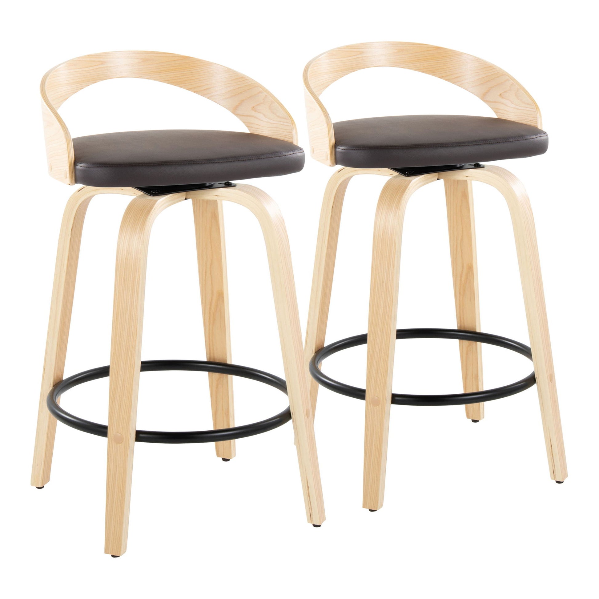 Grotto - Mid-Century Modern Fixed Height Counter Stool Swivel &h Round Footrest - Best Buy Furniture