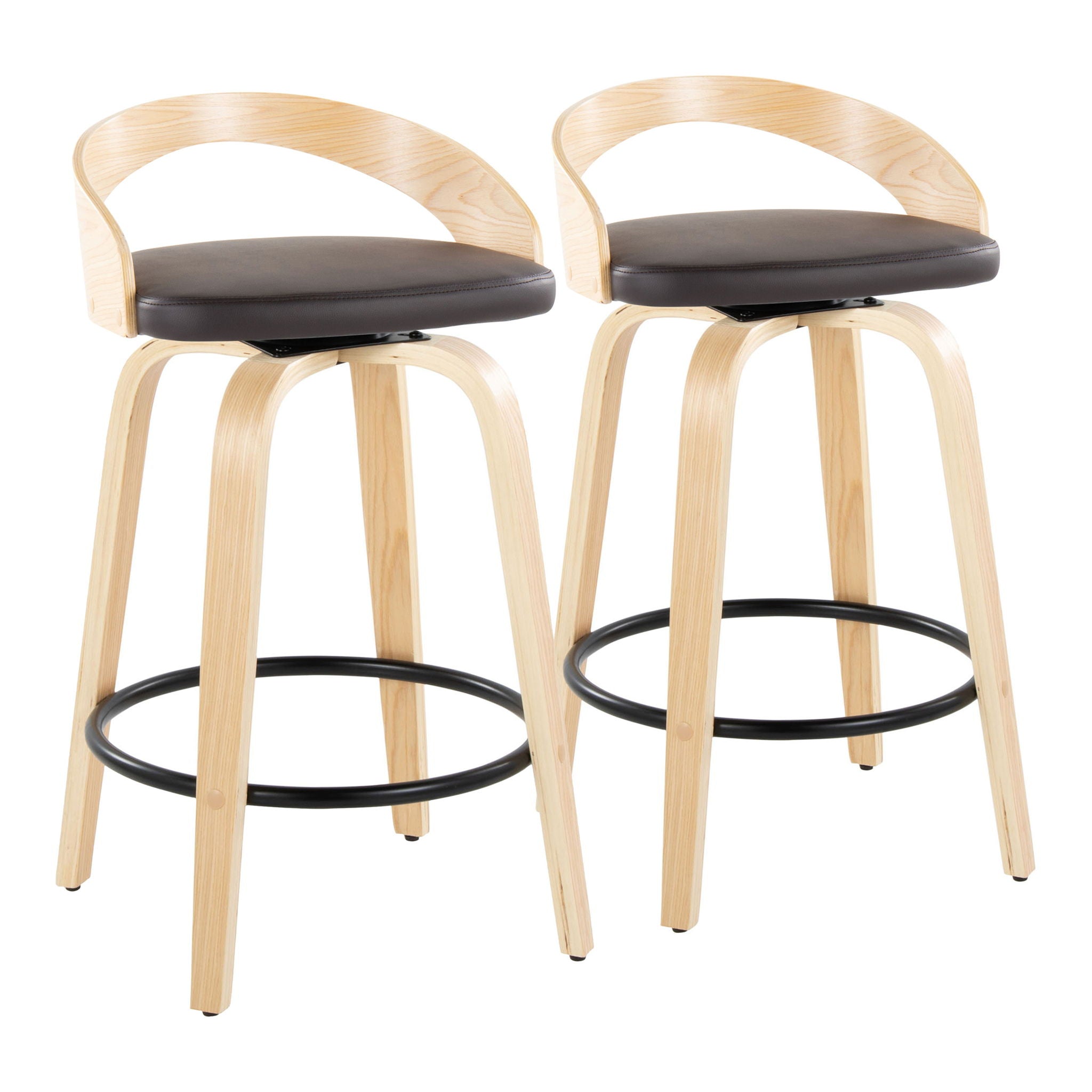Grotto - Mid-Century Modern Fixed Height Counter Stool Swivel &h Round Footrest - Best Buy Furniture