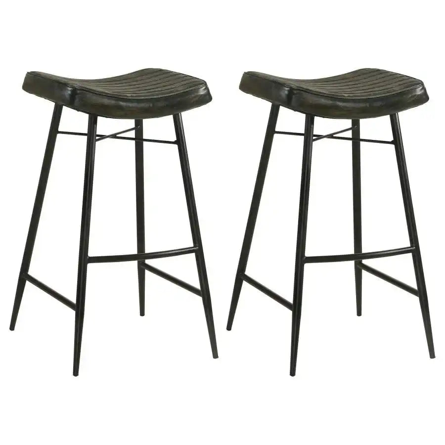 Bayu - Leather Upholstered Saddle Seat Backless Bar Stool (Set of 2) - Best Buy Furniture