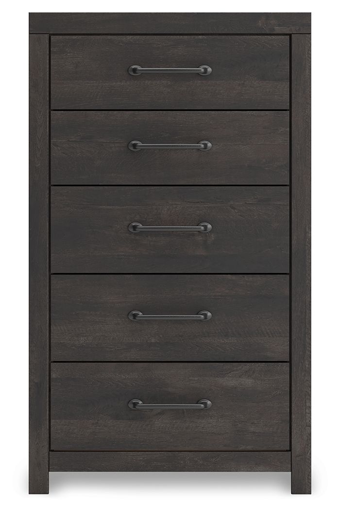 Hollivern - Five Drawer Chest - Dark Gray - Best Buy Furniture
