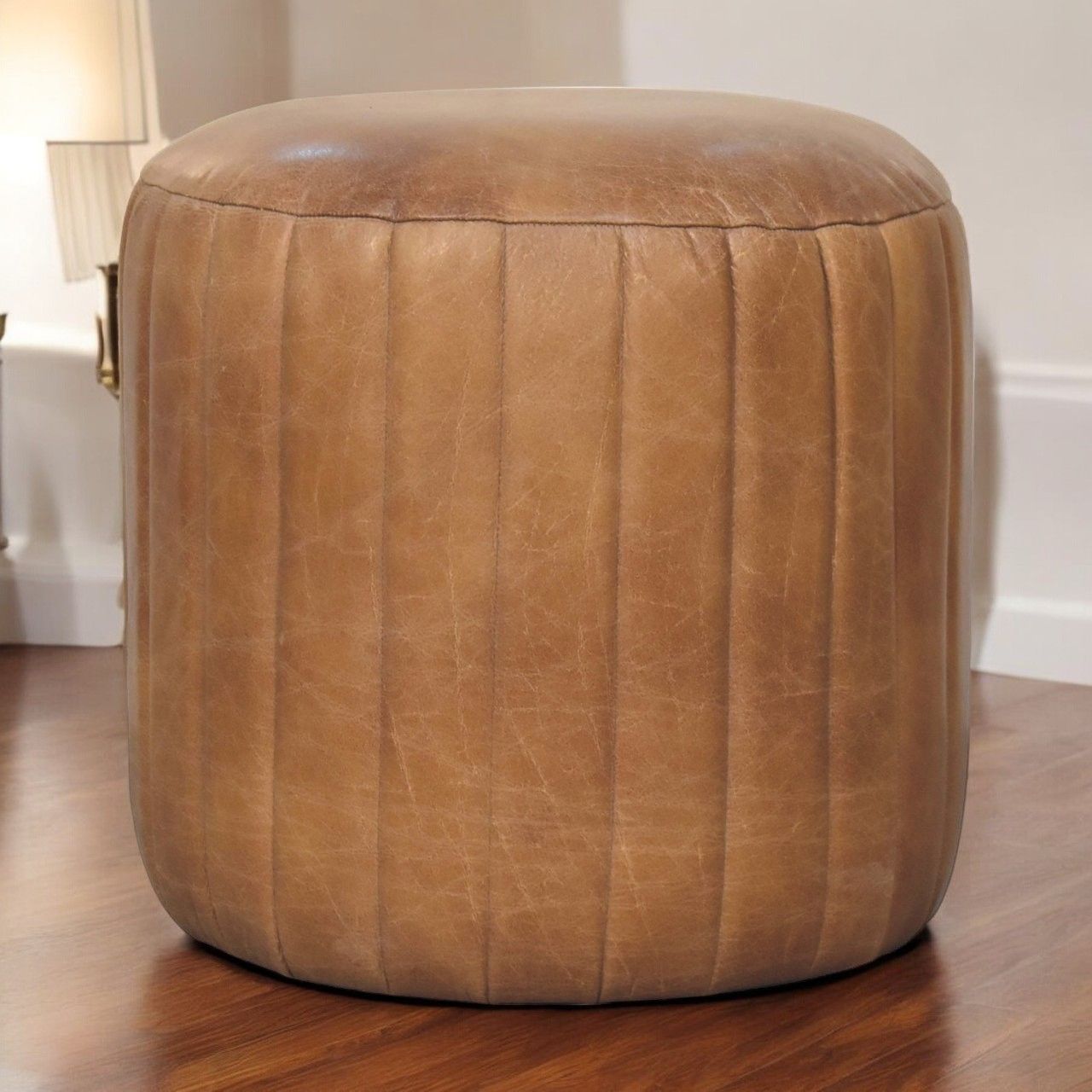 Buffalo - Leather Boucle Footstool - Brown - Best Buy Furniture