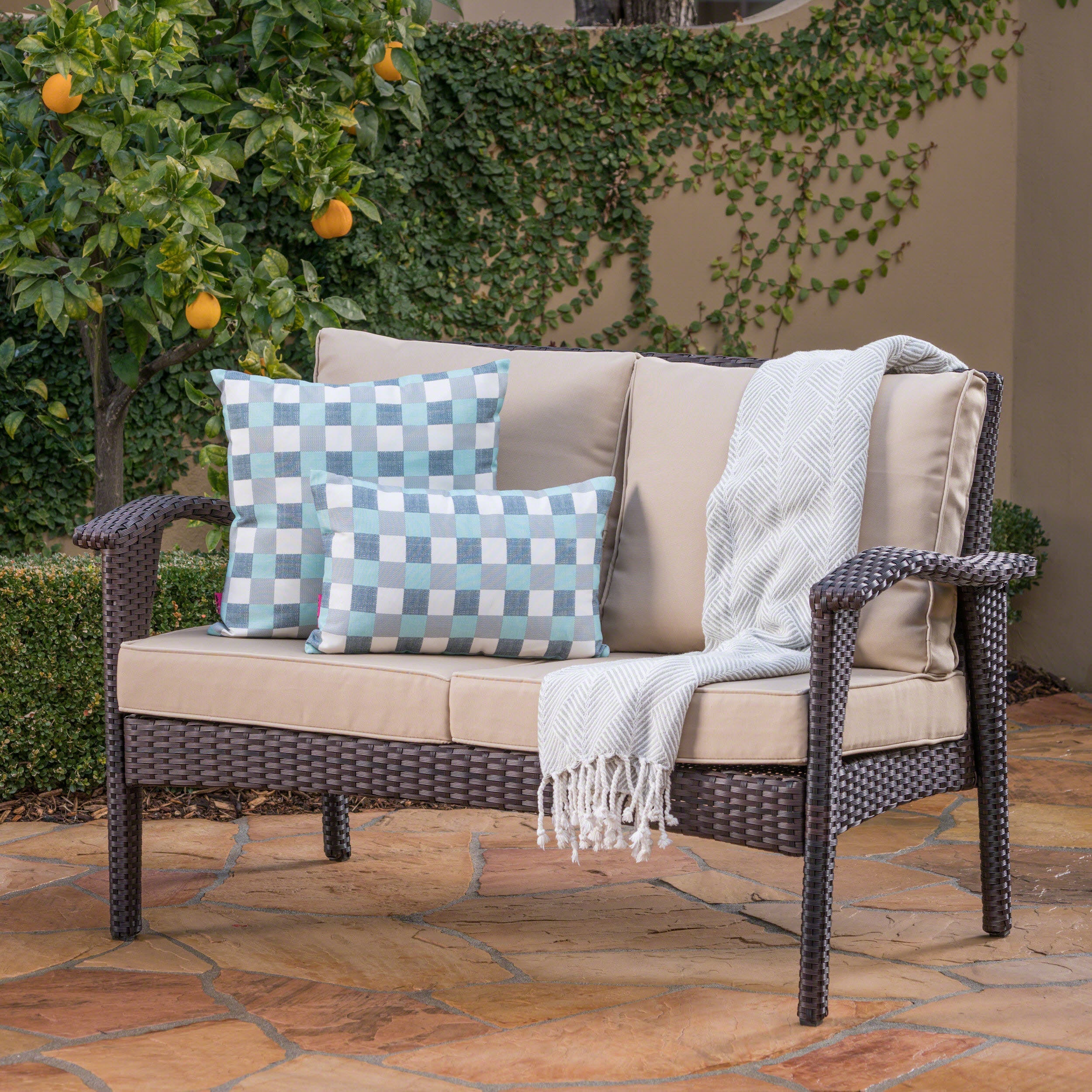 The Superior Comfort All-Weather Wicker Loveseat by Christopher Knight Home - Best Buy Furniture