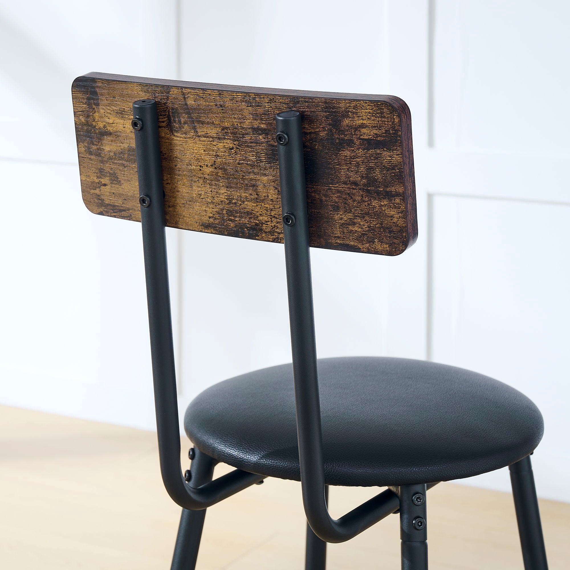 Rustic Brown Round Bar Table And Stool Set With Shelf, Upholstered Stool With Backrest - Antique Brown - Best Buy Furniture