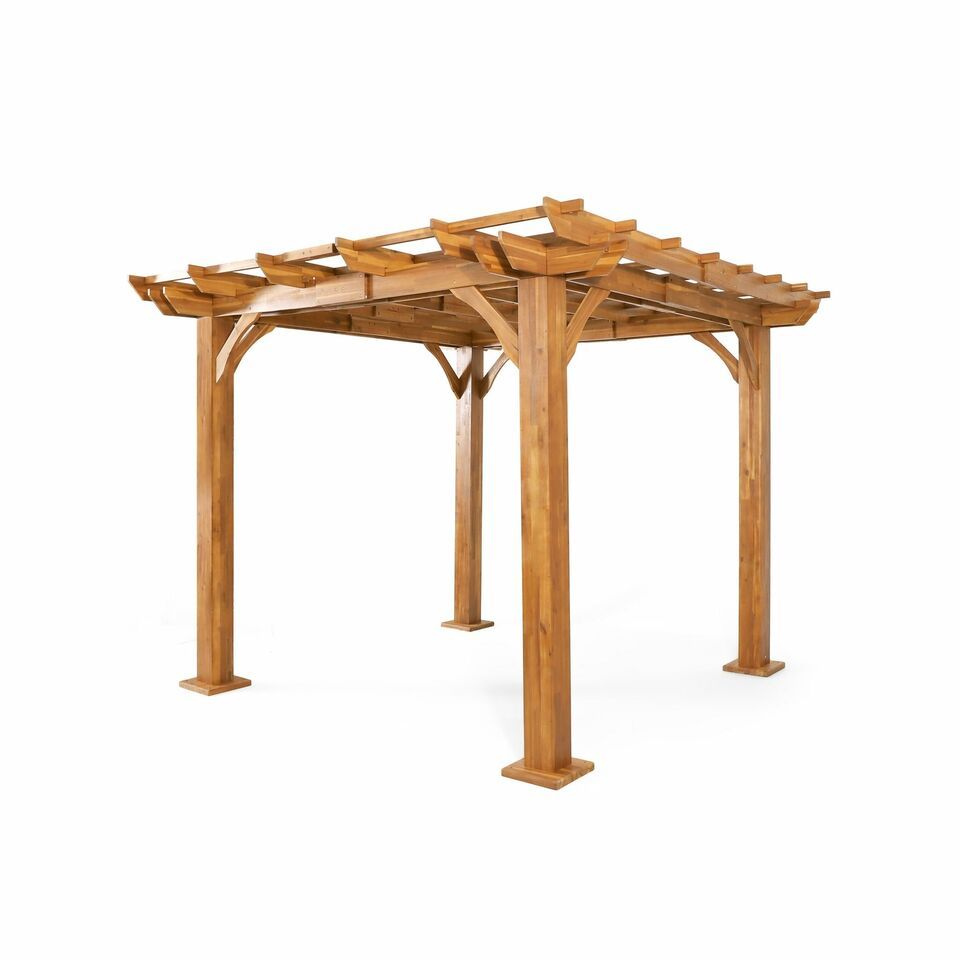 Brady - 10 X 10 Ft. Square Pergola - Teak - Best Buy Furniture