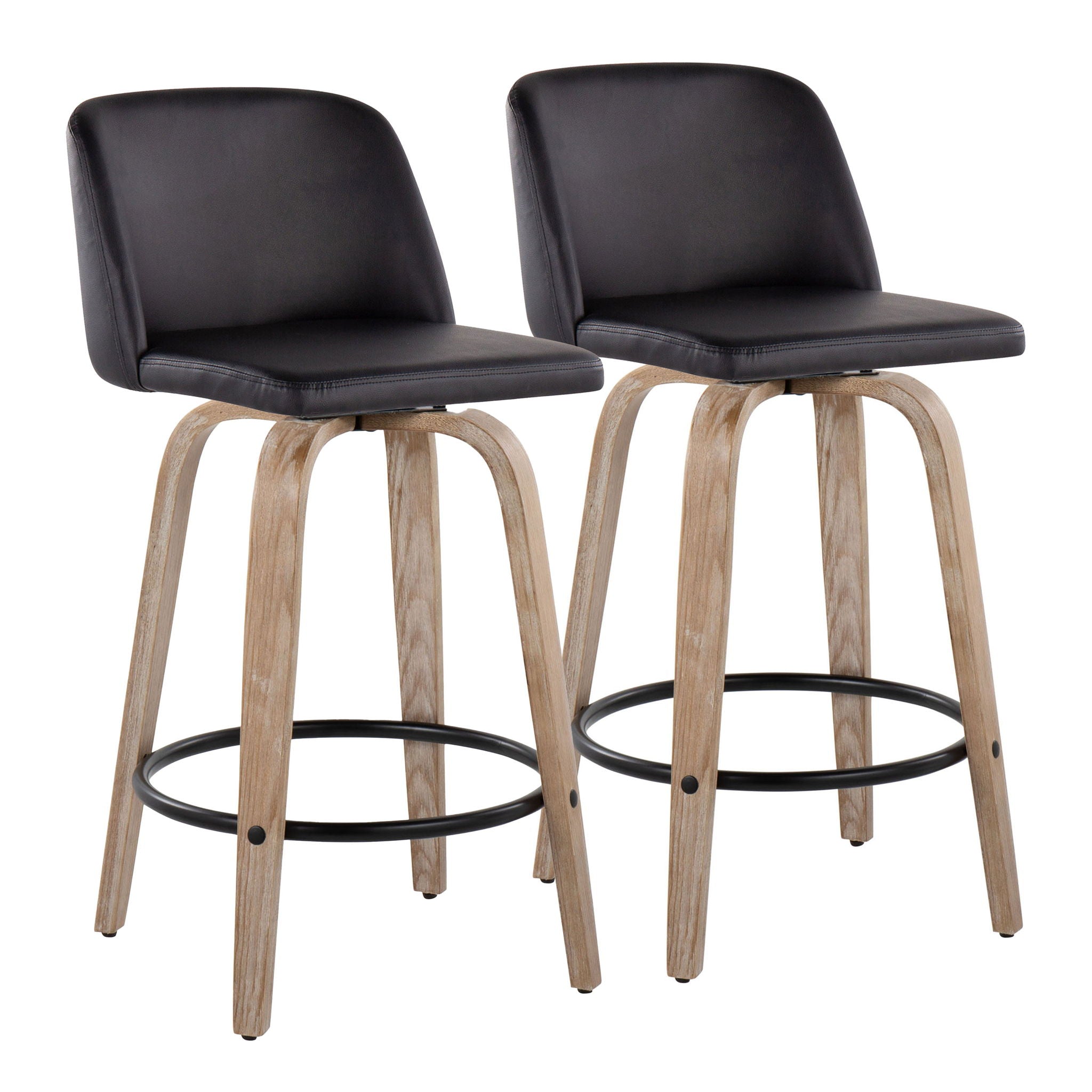 Toriano - Contemporary Fixed-Height Counter Stool & Swivel With Round Footrest (Set of 2) - Best Buy Furniture