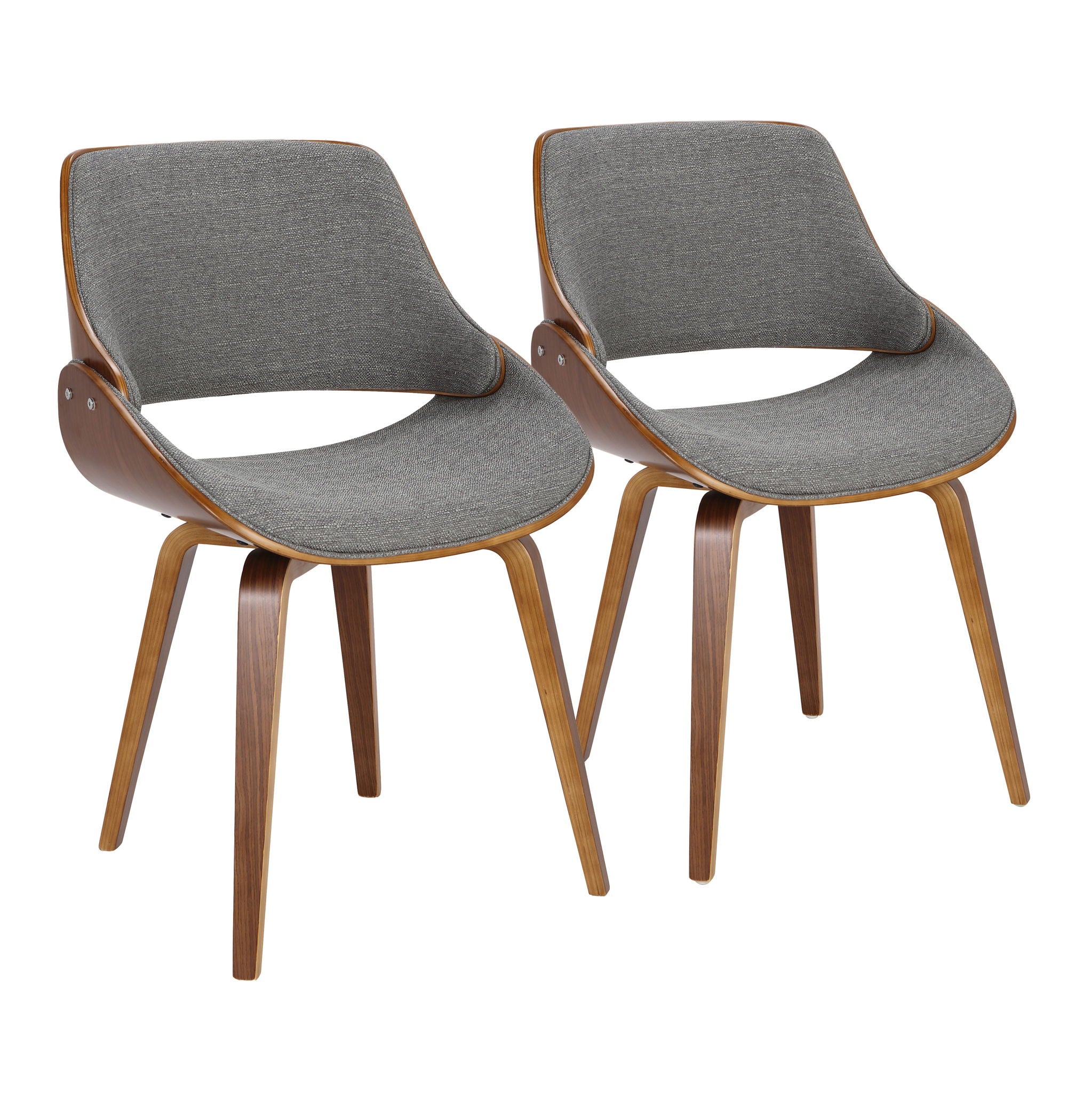 Fabrizzi - Mid-Century Modern Dining / Chair (Set of 2) - Walnut / Gray - Best Buy Furniture