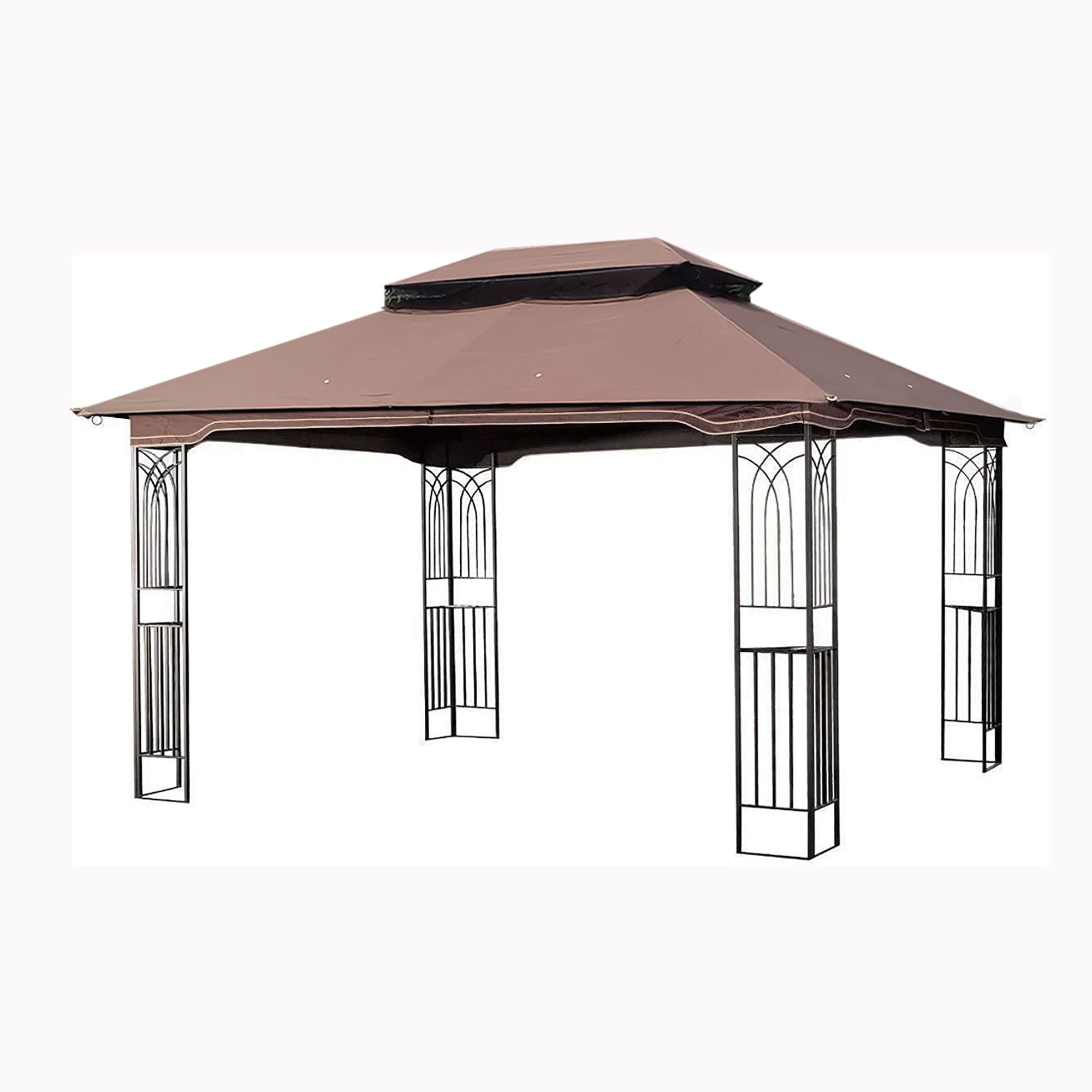 13 0 Outdoor Patio Gazebo Canopy Tent With Ventilated Double Roof And Mosquito Net (Detachable Mesh Screen On All Sides) Suitable For Lawn Garden Backyard And Deck Top - Brown - Best Buy Furniture