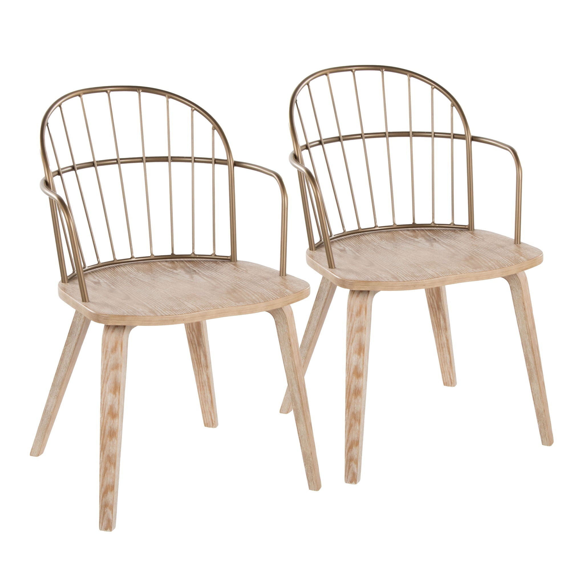 Riley - Farmhouse Arm Chair (Set of 2) - White Washed / Antique Copper - Best Buy Furniture