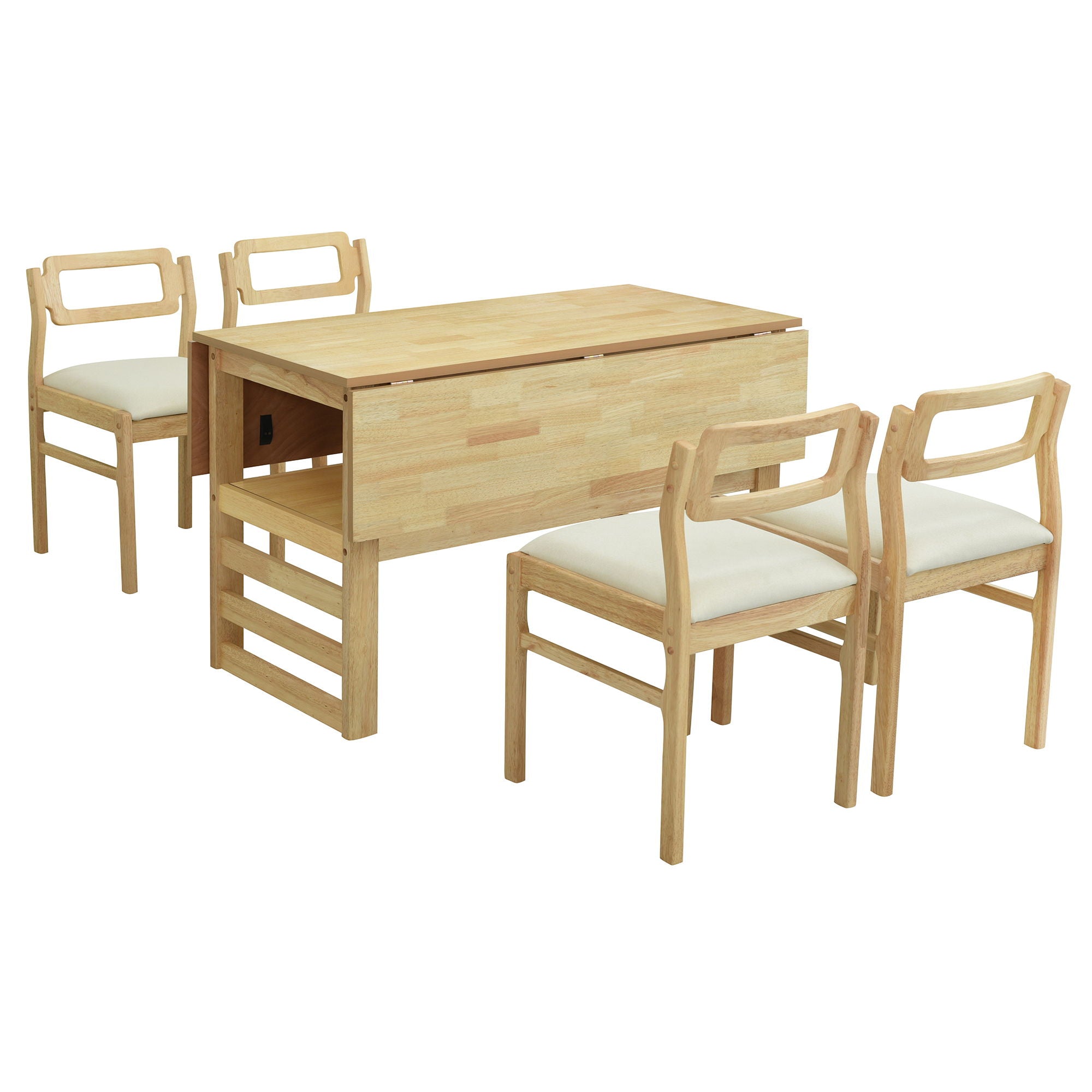 5 Piece Extendable Wood Square Dining Table Set With 2 Drop Leaves - Best Buy Furniture