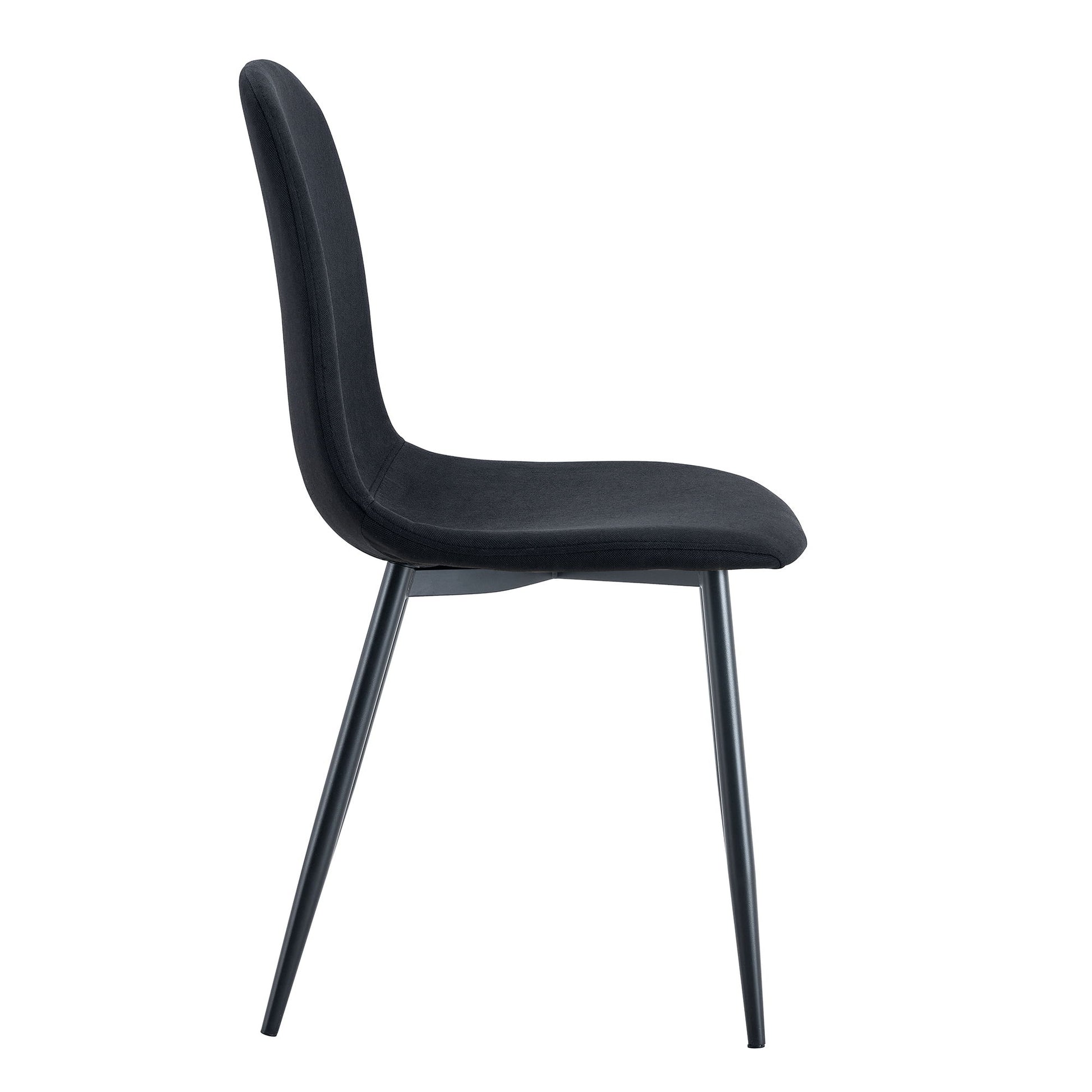 Modern Medieval Style Cushioned Side Chairs Set With Black Metal Legs For Kitchens - Best Buy Furniture