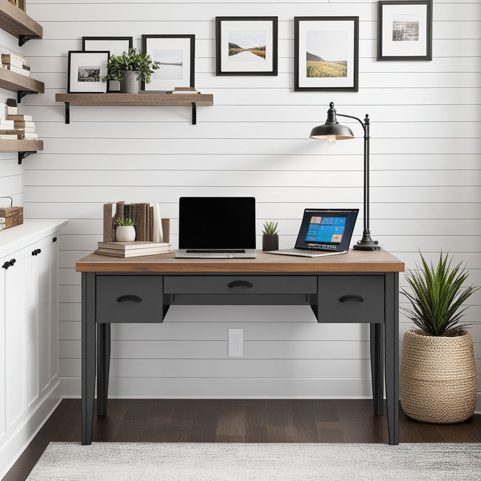 Essex - Writing Desk - Black, Whiskey - Best Buy Furniture
