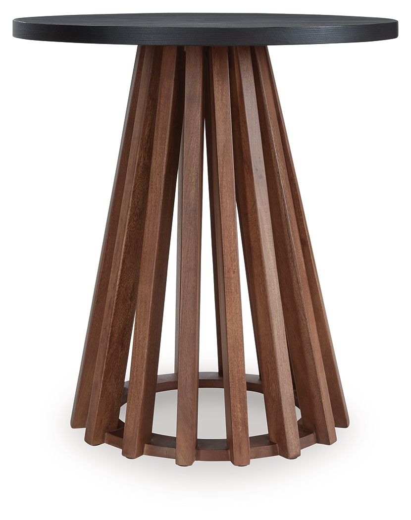 Kallari - Round End Table - Warm Brown / Black - Best Buy Furniture