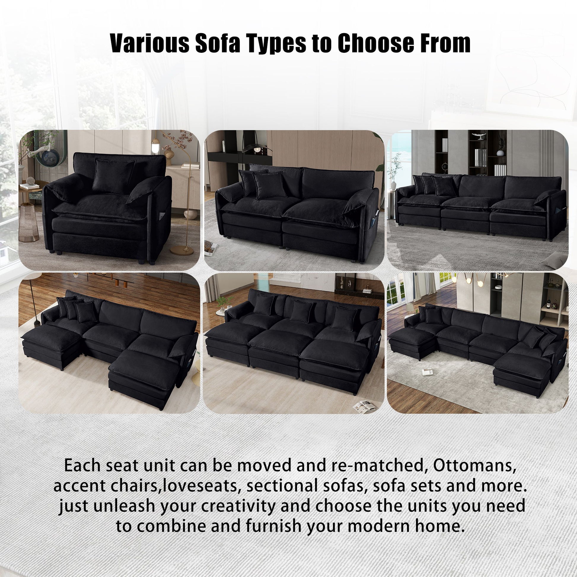 Modern Chenille Oversized Deep Seat Luxury 2 Piece Sofa Set With 4 Pillows - Best Buy Furniture