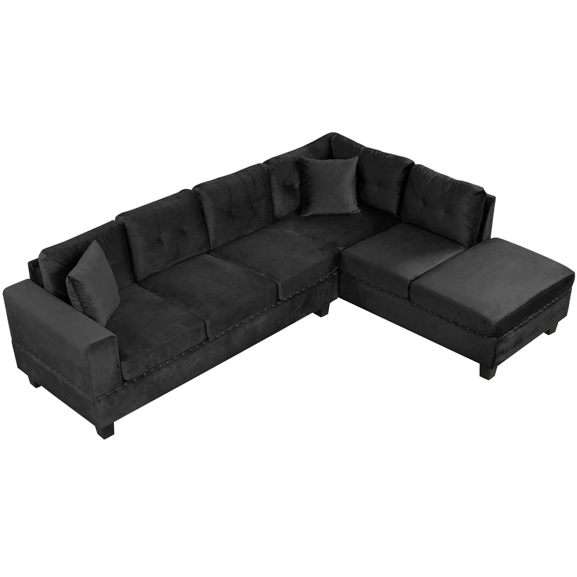 Modern Sectional Sofa With Storage Ottoman, L - Shape Couch With 2 Pillows And Cup Holders - Best Buy Furniture