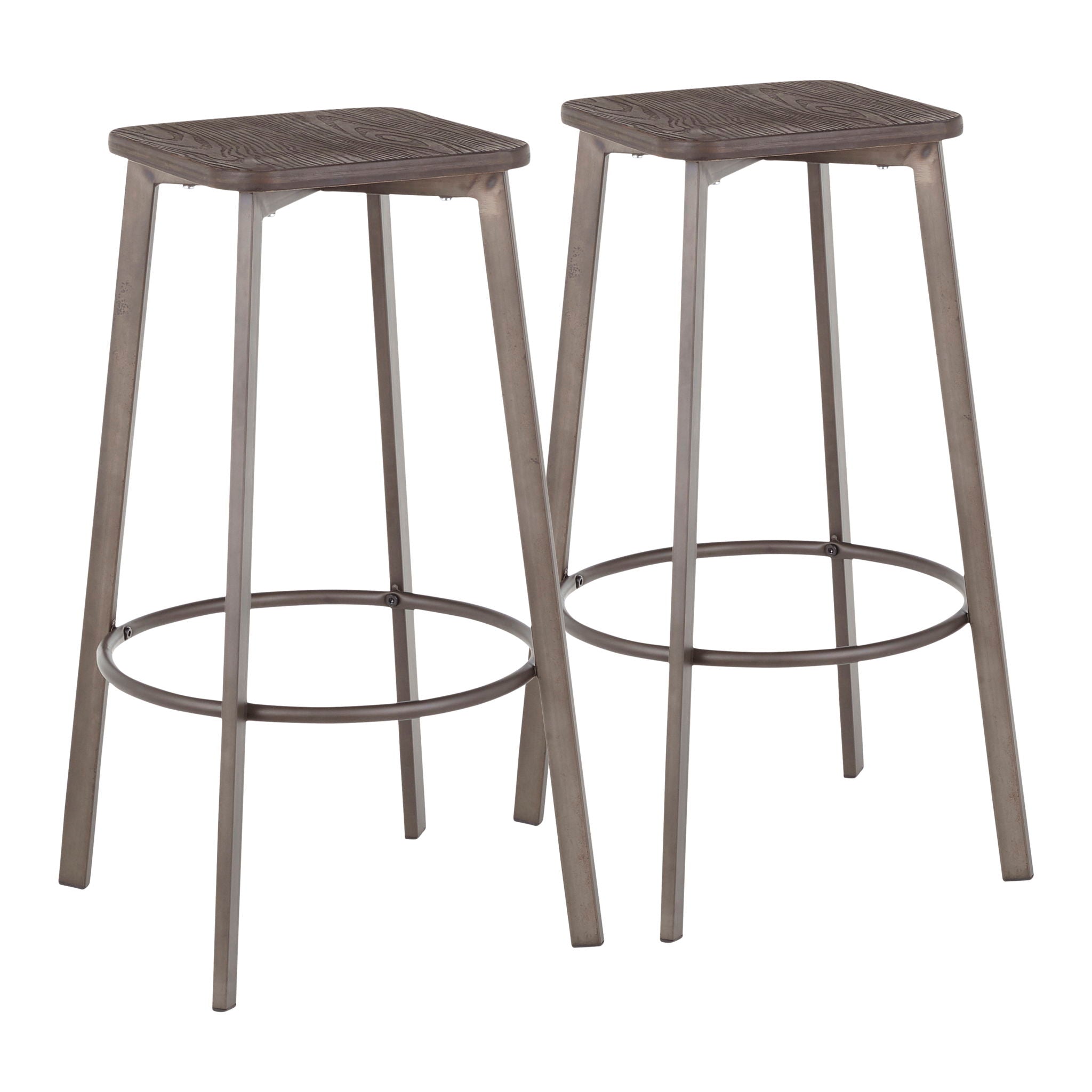 Clara - Industrial Square Barstool (Set of 2) - Espresso - Best Buy Furniture