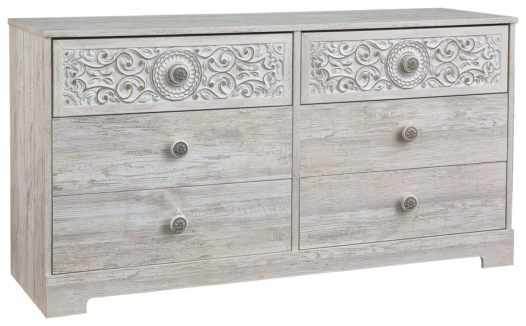 Paxberry - Six Drawer Dresser - Vinyl-Wrapped - Whitewash - Best Buy Furniture