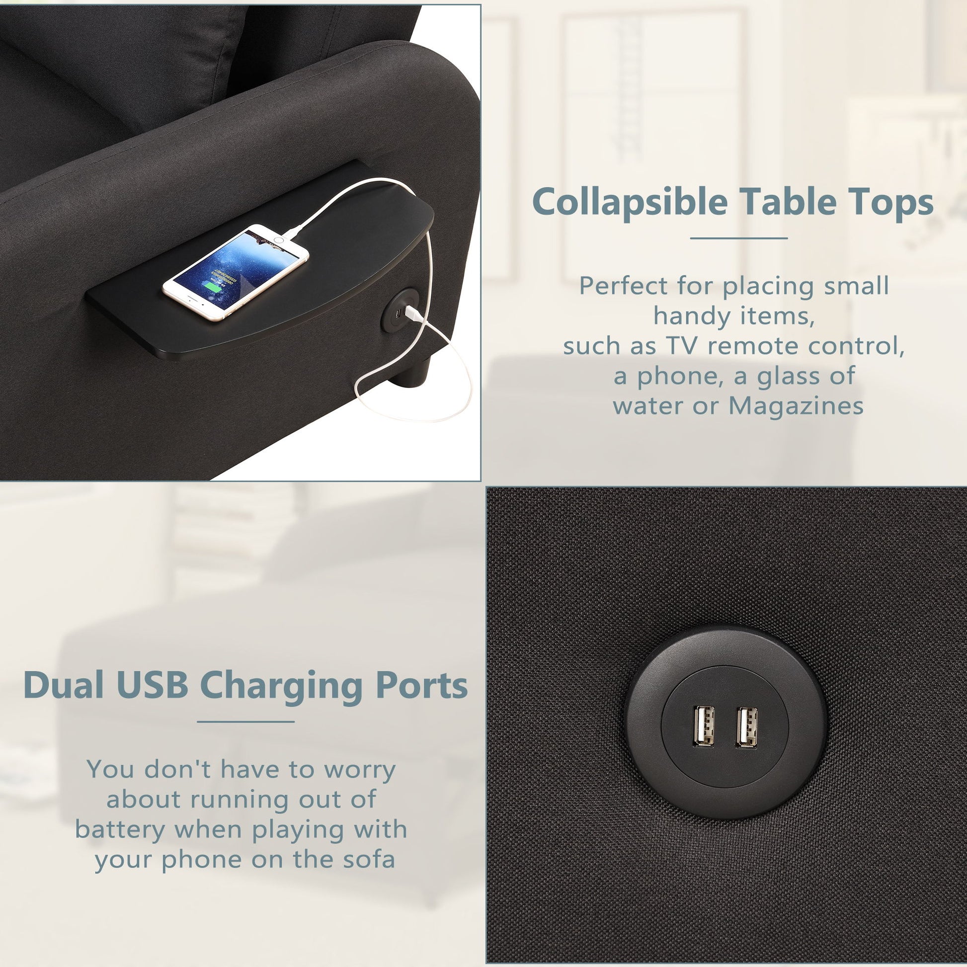 Versatile Pull Out Sofa Sleeper 3 In 1 With Wing Table & USB Charge, Compact Design - Best Buy Furniture