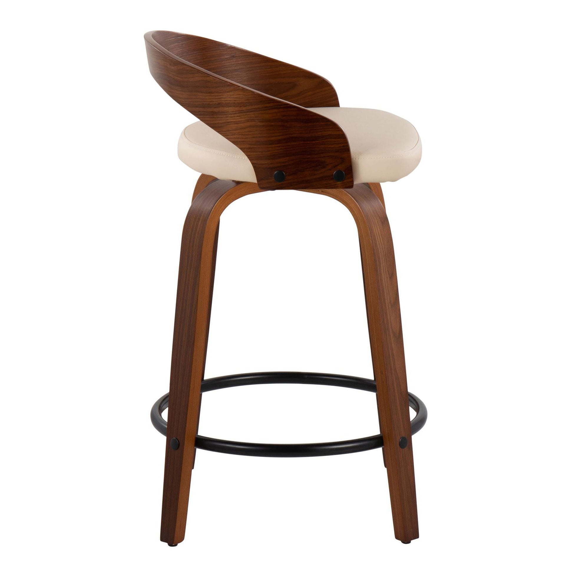 Grotto - Mid-Century Modern Fixed Height Counter Stool & Swivel With Round Footrest (Set of 2) - Best Buy Furniture