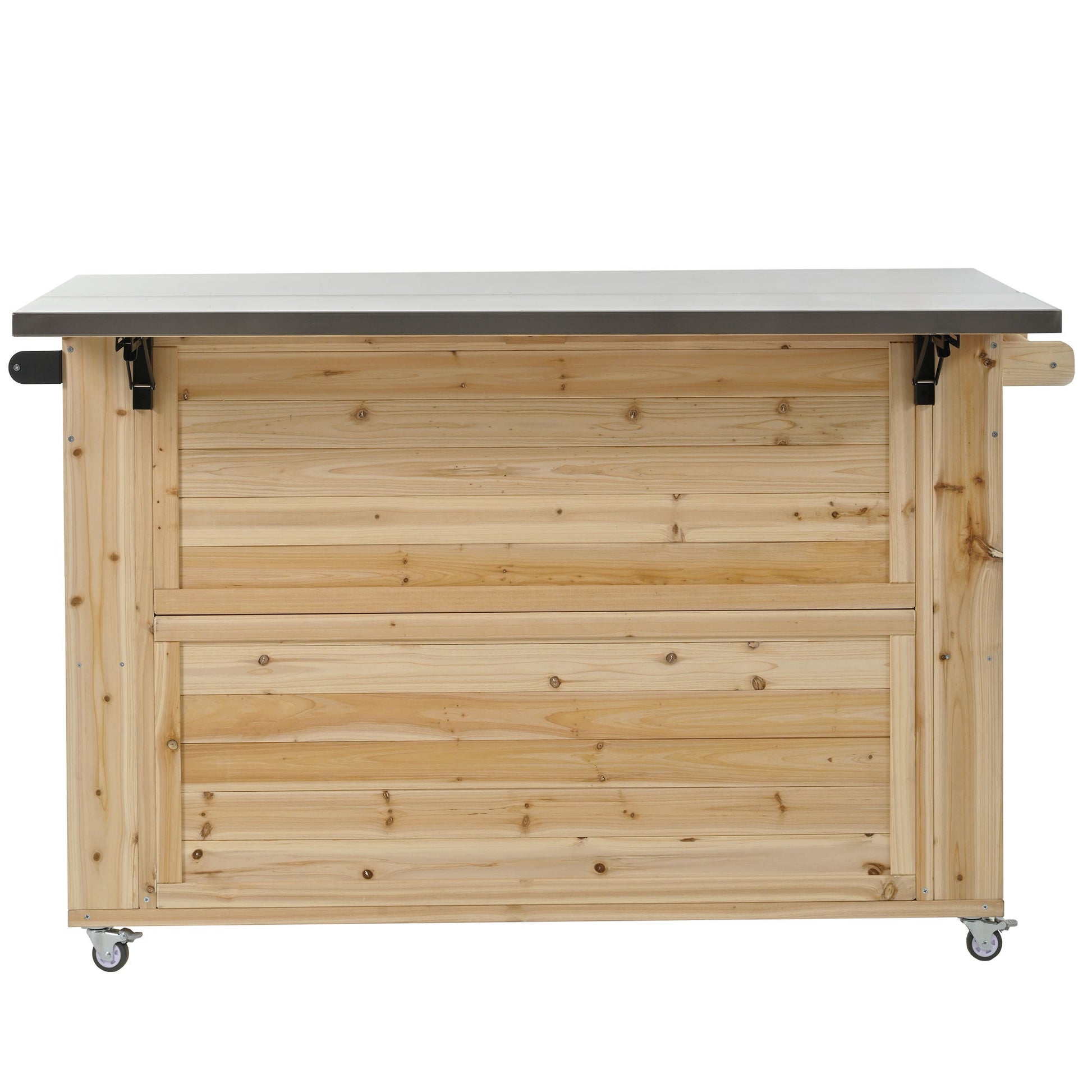 Outdoor Kitchen Island With Stainless Steel Top, Ample Storage Space, Towel And Spice Racks And A Bottle Opener - Best Buy Furniture