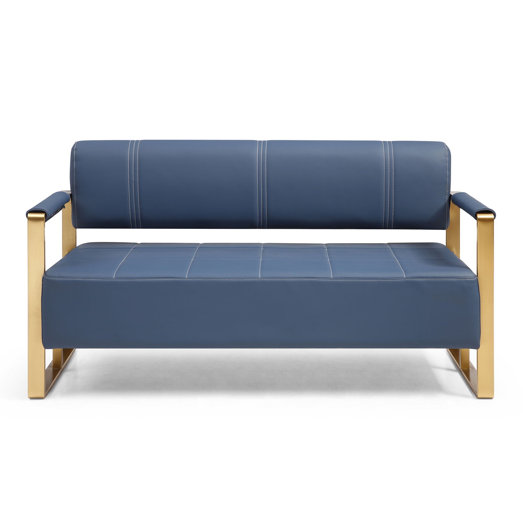 Modern Upholstery Accent Loveseat Sofa For Living Room 2 Seater With Golden Metal Arms - Best Buy Furniture