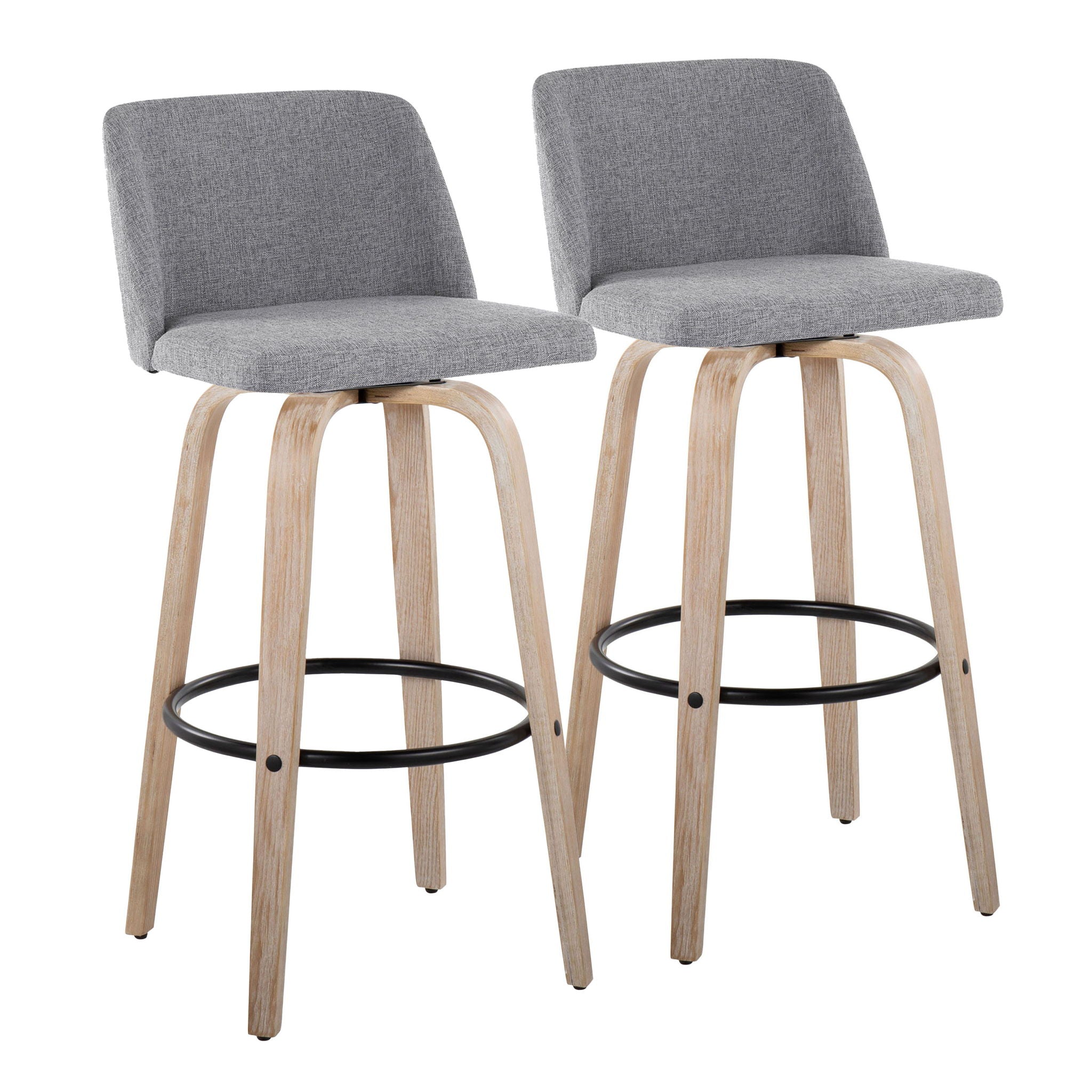 Toriano - Mid-Century Modern Fixed Height BarStool With Round Footrest (Set of 2) - Best Buy Furniture