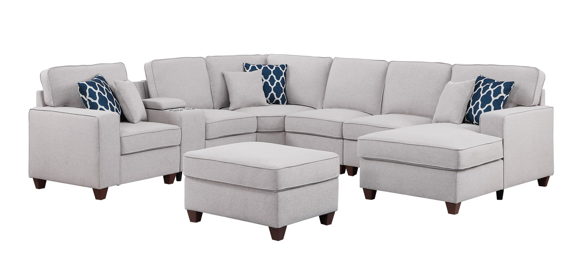Tina - 8 Piece Upholstered Sectional With Ottoman - Best Buy Furniture