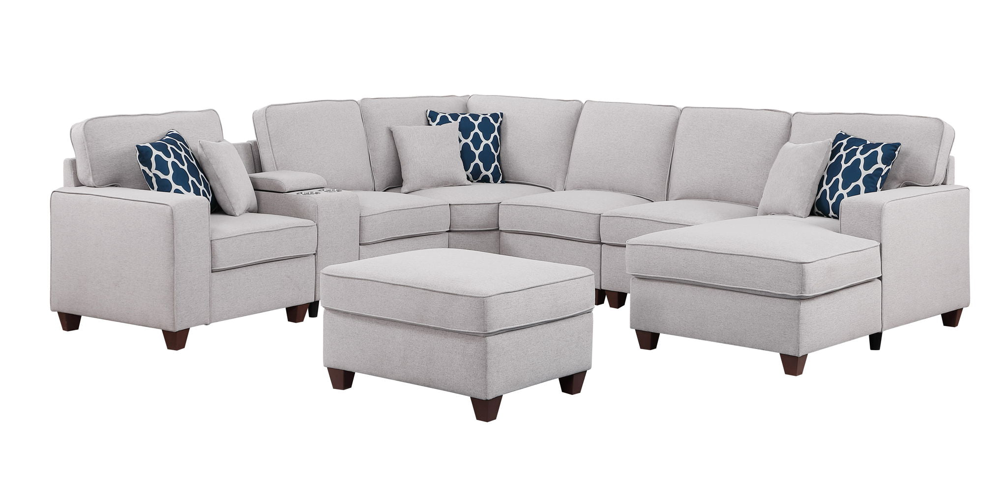 Tina - 8 Piece Upholstered Sectional With Ottoman - Best Buy Furniture